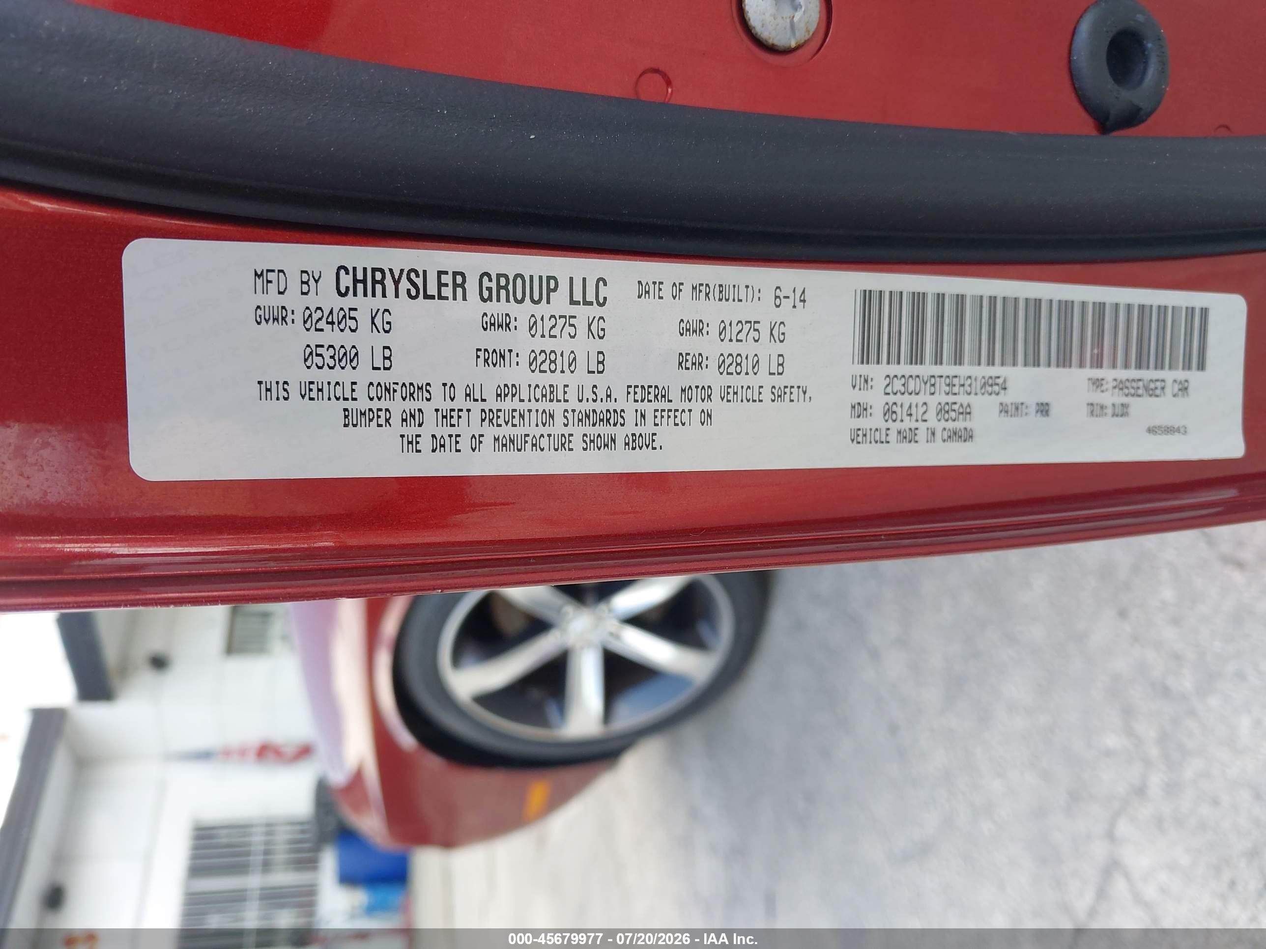 2014 Dodge Challenger R/t 100th Anniversary Appearance Group Burgundy vin: 2C3CDYBT9EH310954