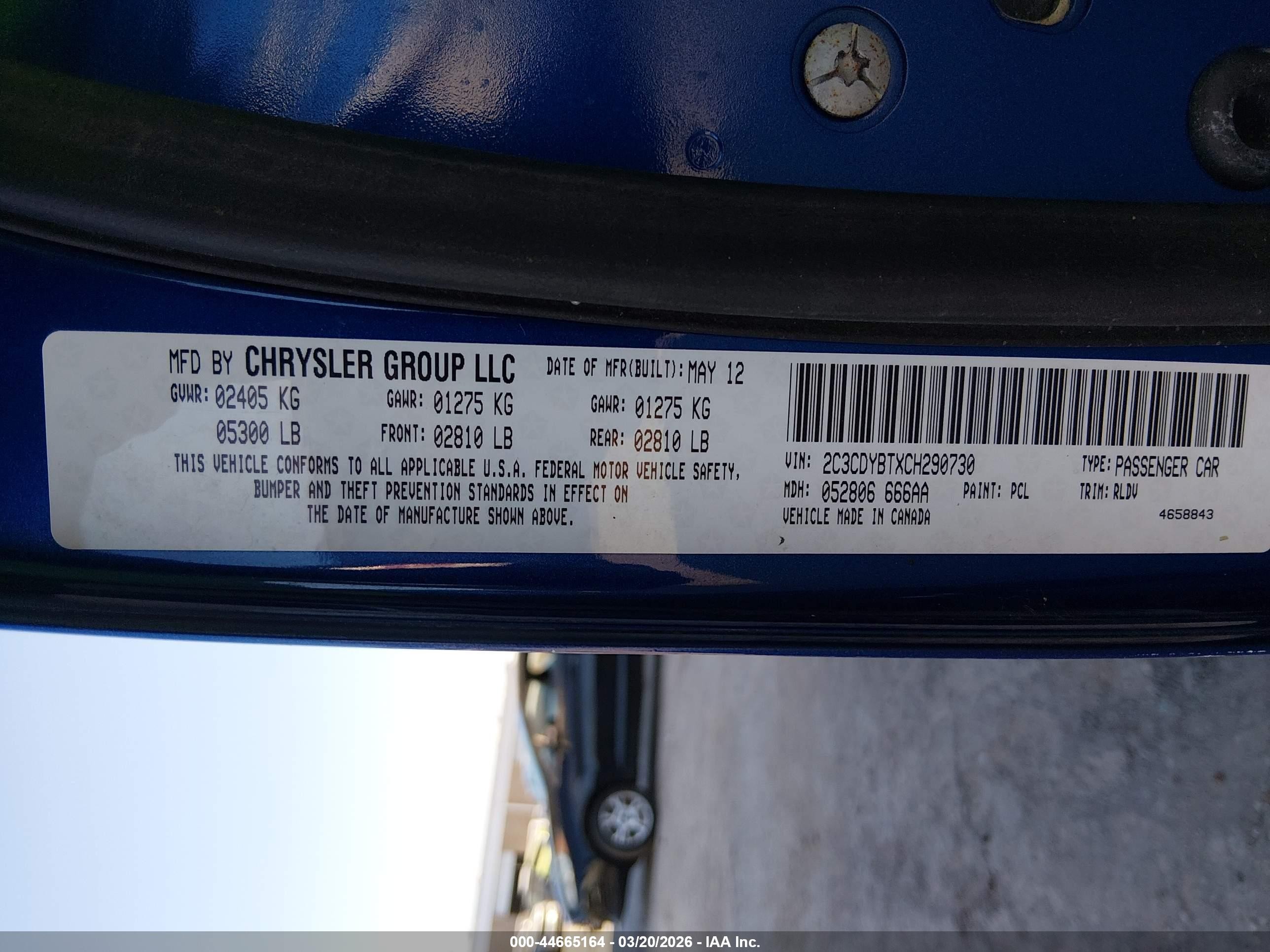 2012 Dodge Challenger R/t Blue vin: 2C3CDYBTXCH290730
