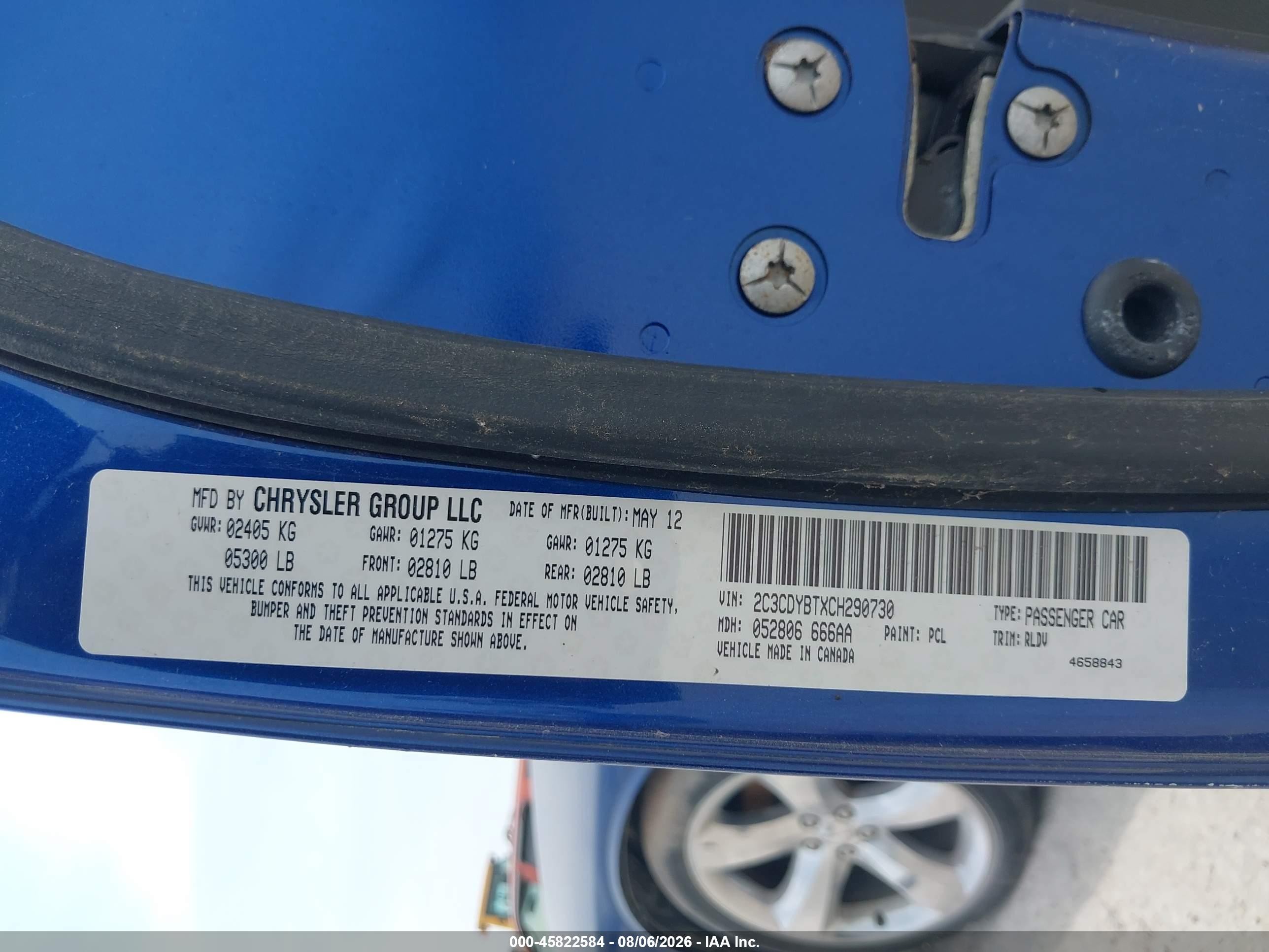 2012 Dodge Challenger R/t Blue vin: 2C3CDYBTXCH290730