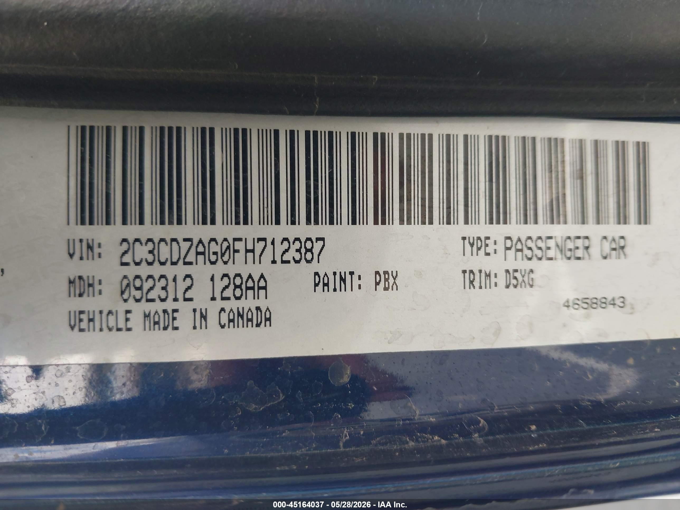 2015 Dodge Challenger Sxt Blue vin: 2C3CDZAG0FH712387