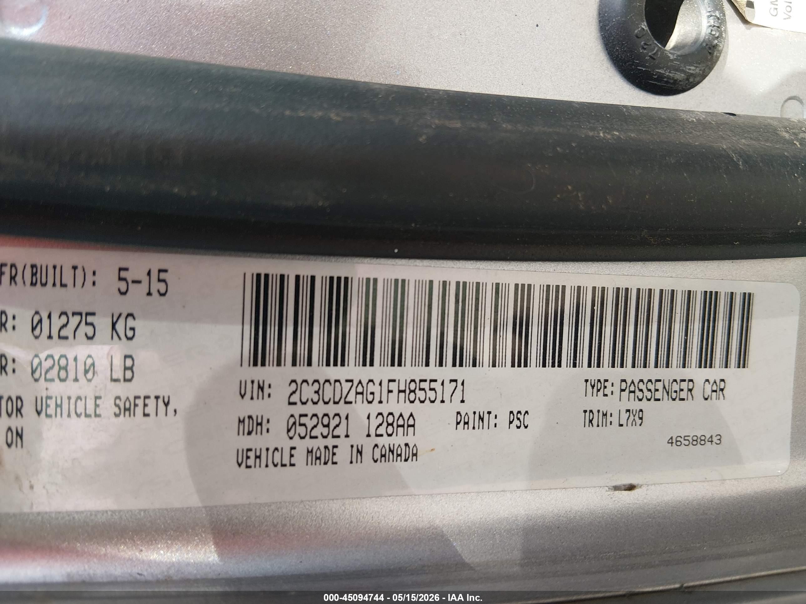 2015 Dodge Challenger Sxt Silver vin: 2C3CDZAG1FH855171
