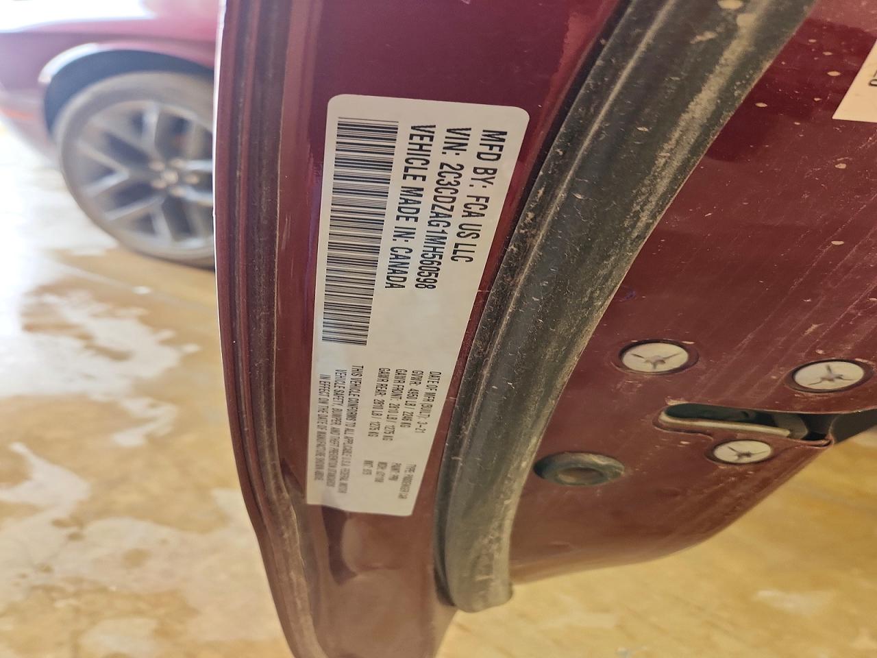 2021 Dodge Challenger Sxt Burgundy vin: 2C3CDZAG1MH560598