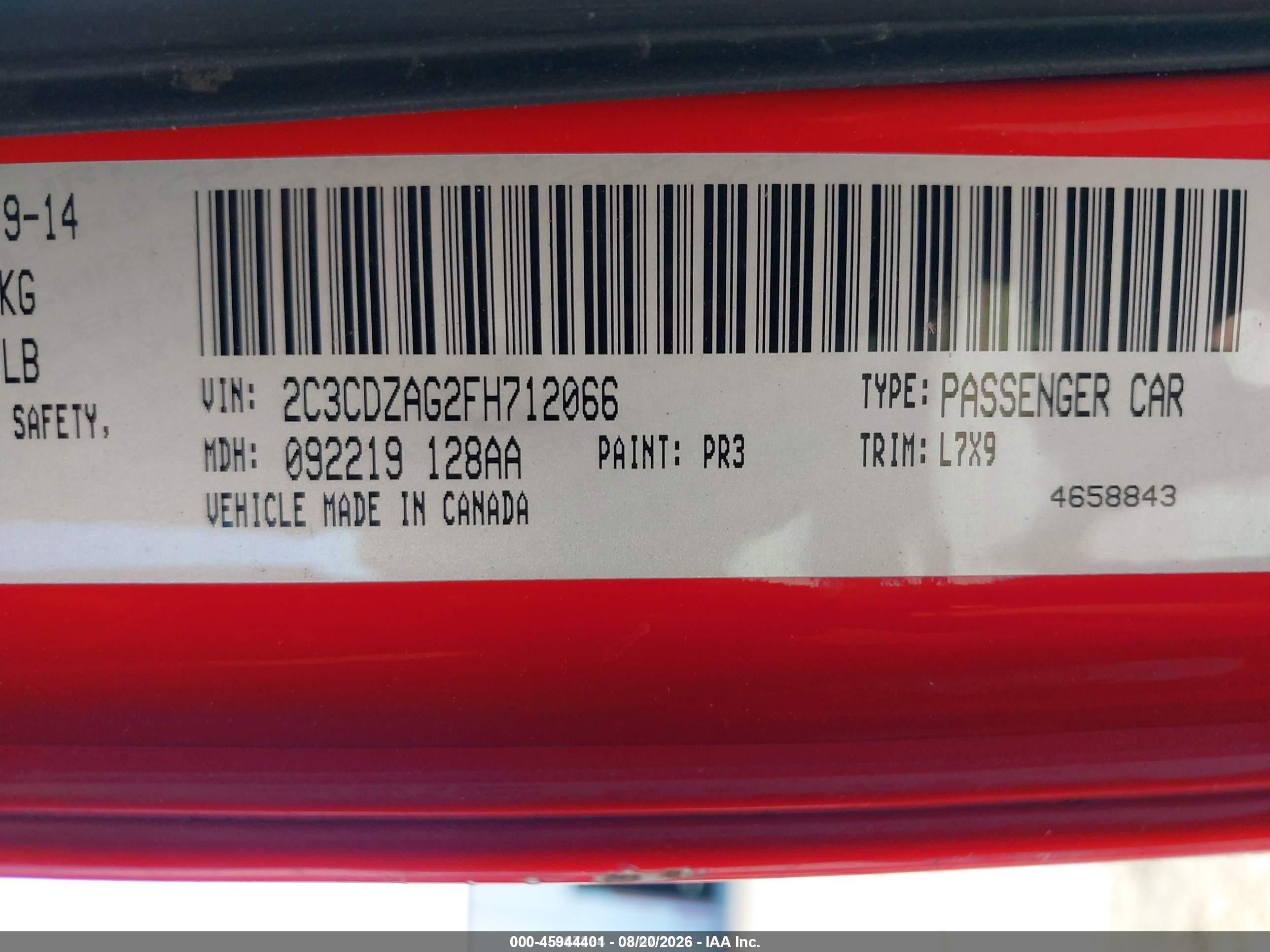 2015 Dodge Challenger Sxt Red vin: 2C3CDZAG2FH712066