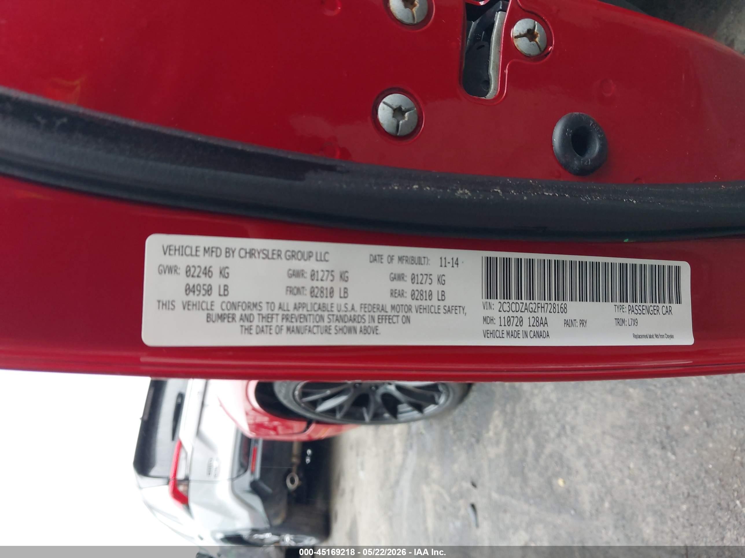 2015 Dodge Challenger Sxt Red vin: 2C3CDZAG2FH728168