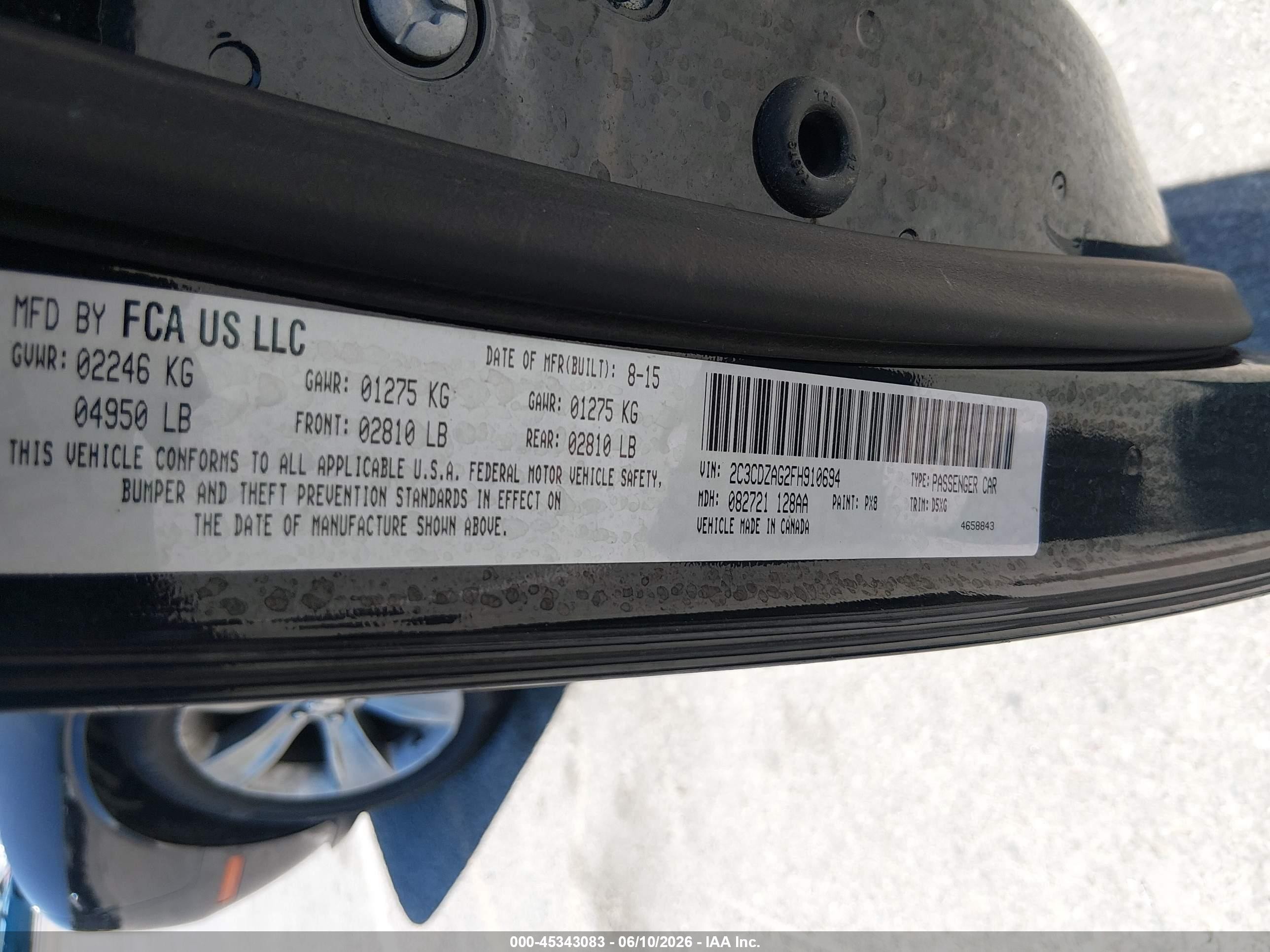 2015 Dodge Challenger Sxt Black vin: 2C3CDZAG2FH910694