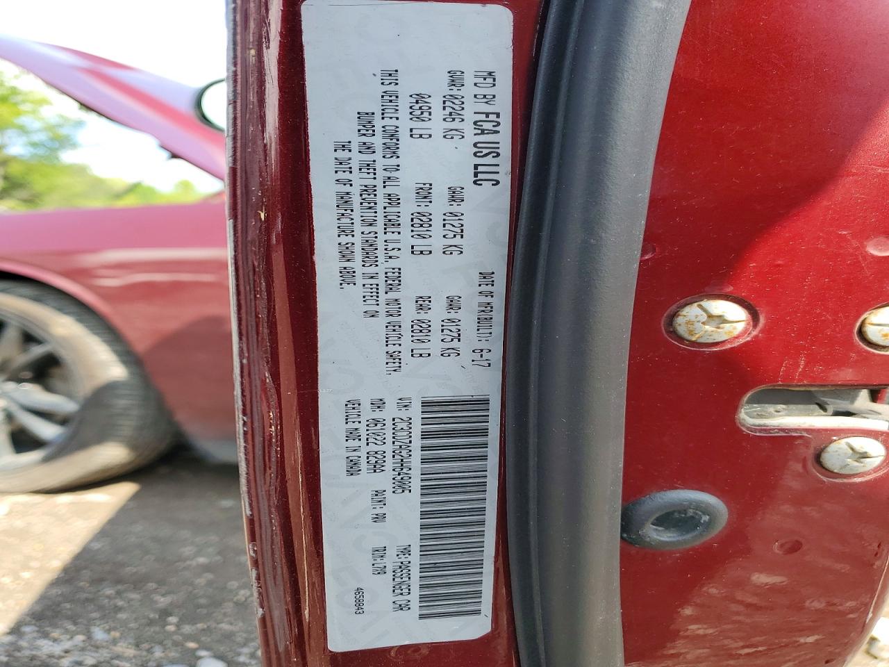 2017 Dodge Charger Sxt Бордовый vin: 2C3CDZAG2HH649005