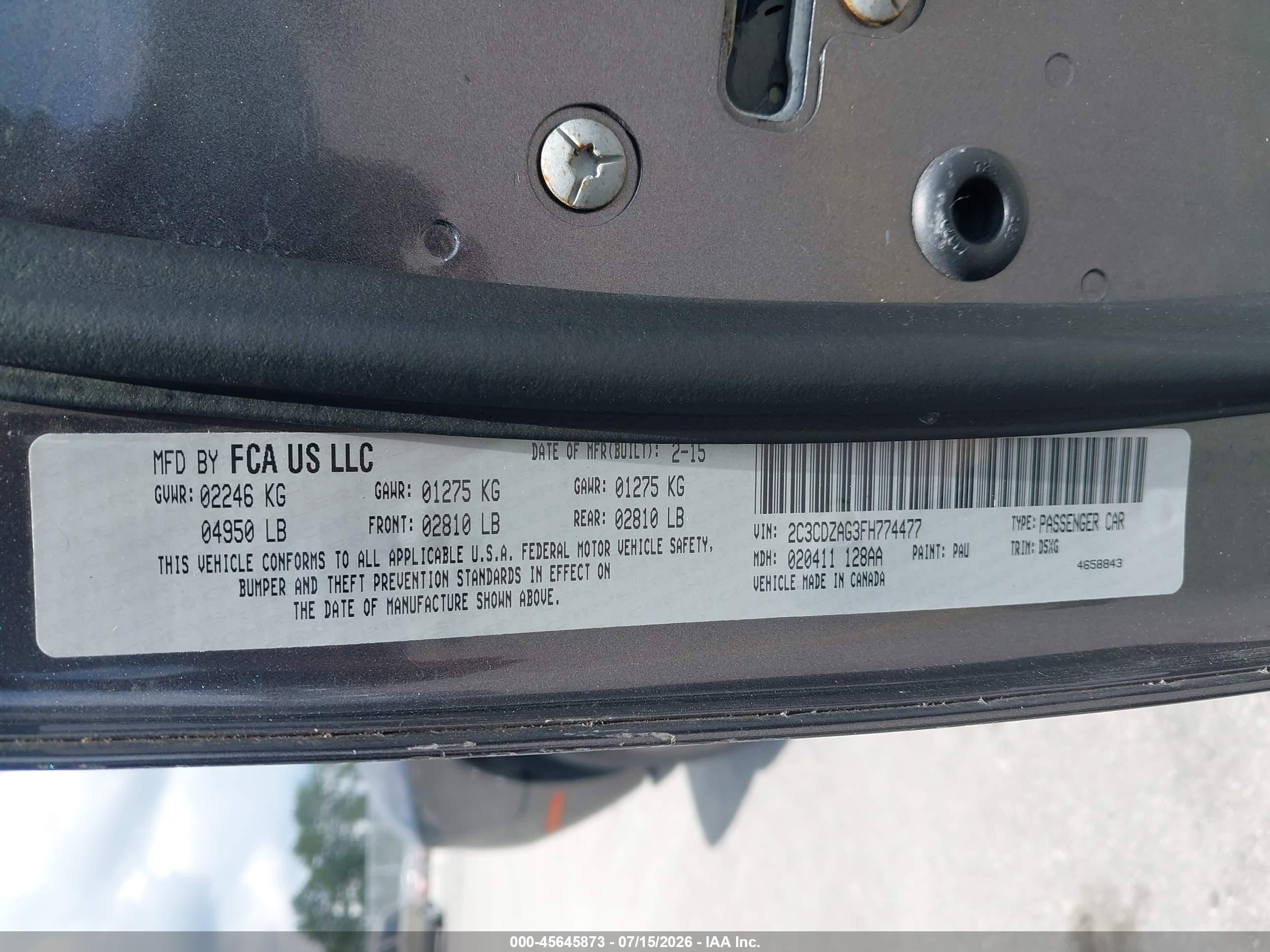 2015 Dodge Challenger Sxt Gray vin: 2C3CDZAG3FH774477