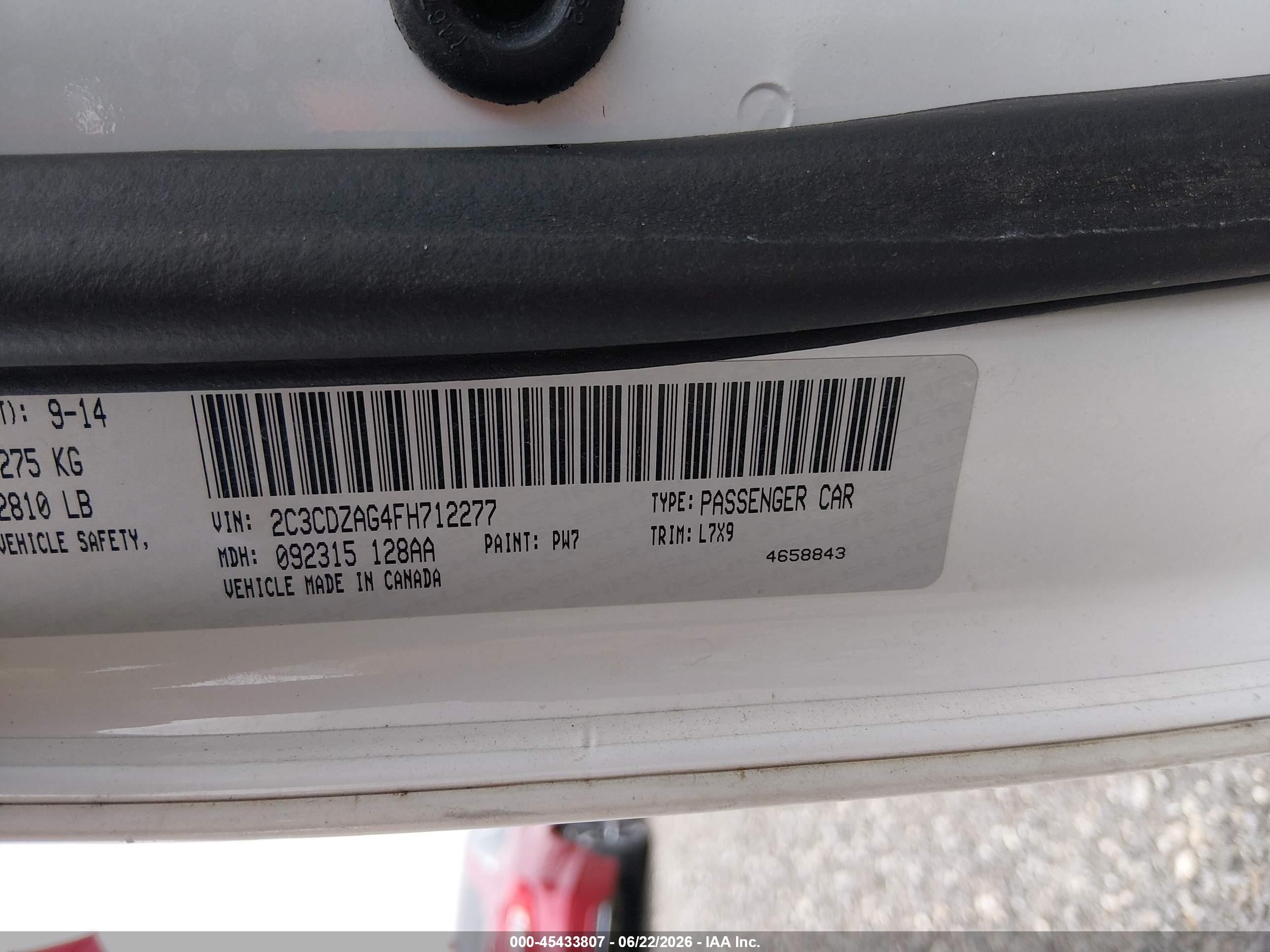 2015 Dodge Challenger Sxt White vin: 2C3CDZAG4FH712277