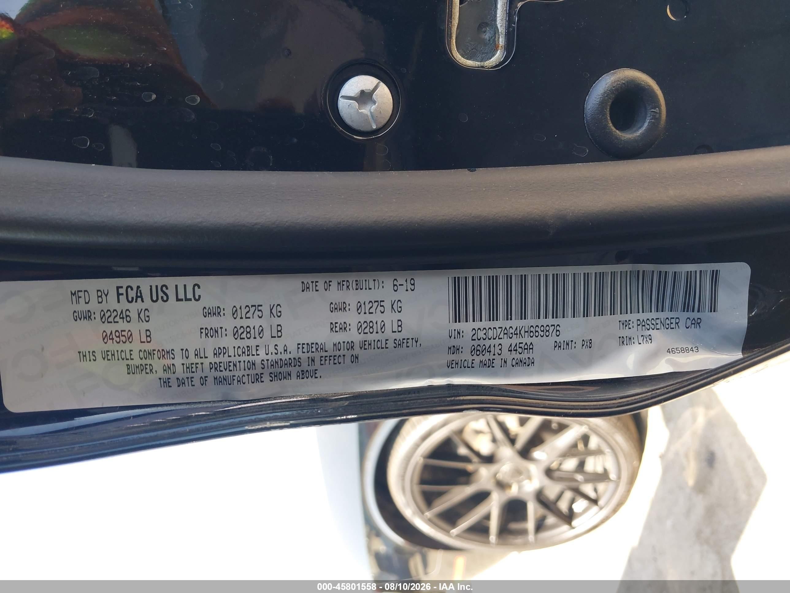 2019 Dodge Challenger Sxt Black vin: 2C3CDZAG4KH669876