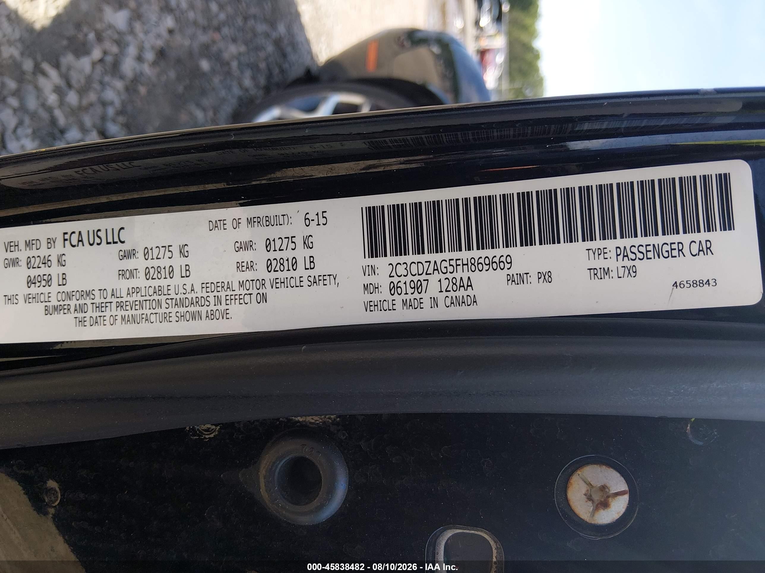 2015 Dodge Challenger Sxt Black vin: 2C3CDZAG5FH869669