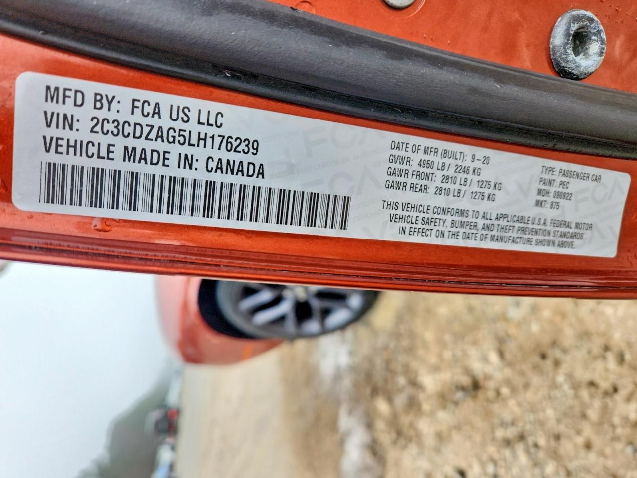 2020 Dodge Challenger Sxt Orange vin: 2C3CDZAG5LH176239