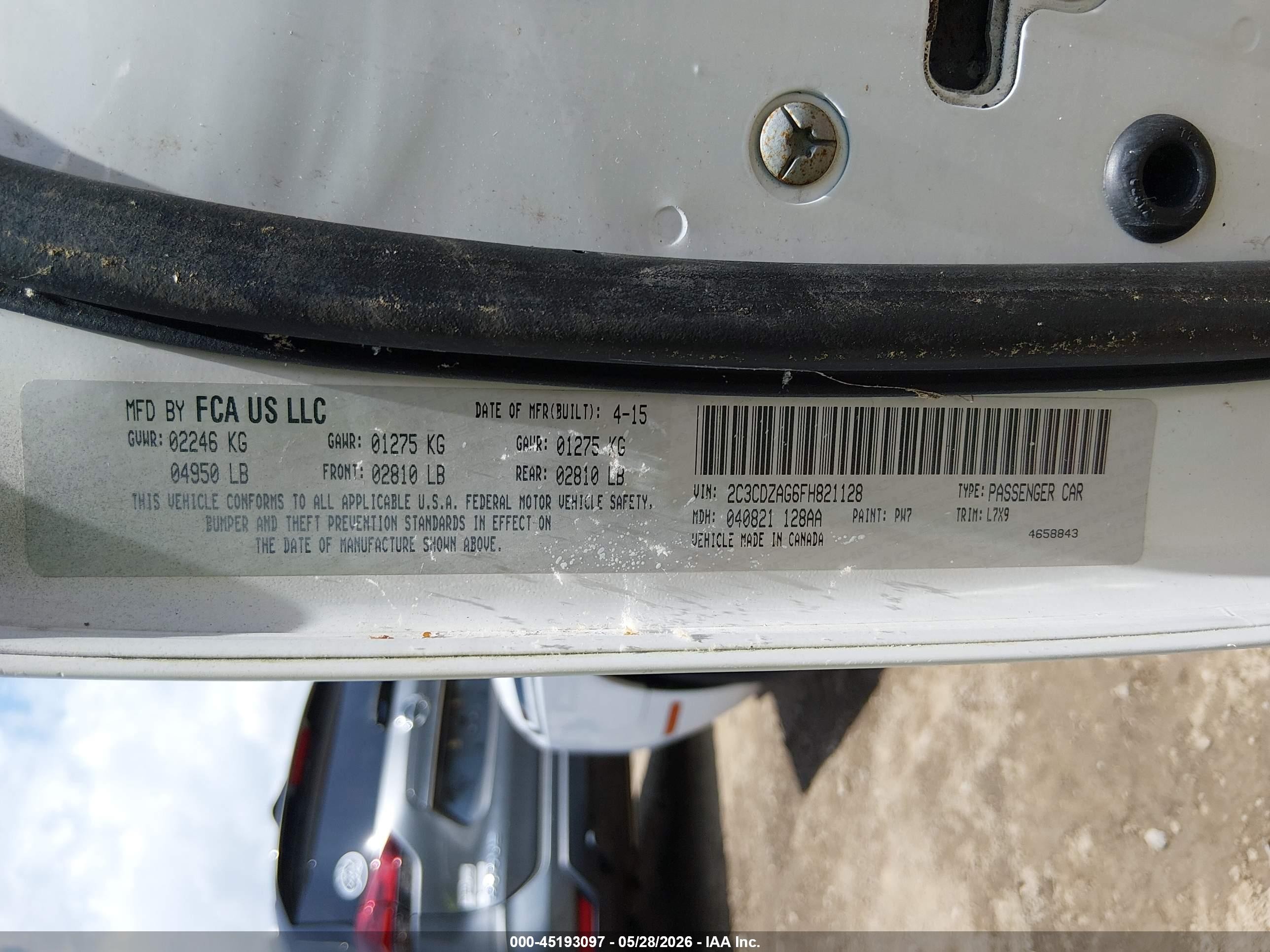 2015 Dodge Challenger Sxt White vin: 2C3CDZAG6FH821128