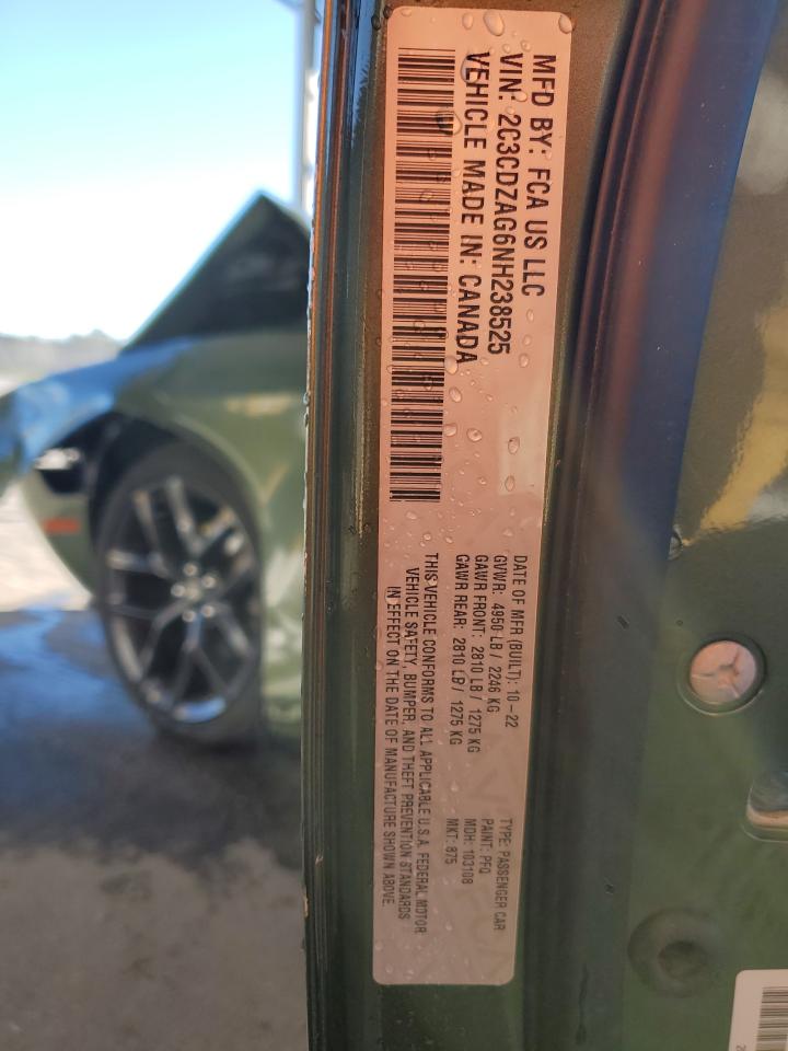 2022 Dodge Challenger Sxt Green vin: 2C3CDZAG6NH238525