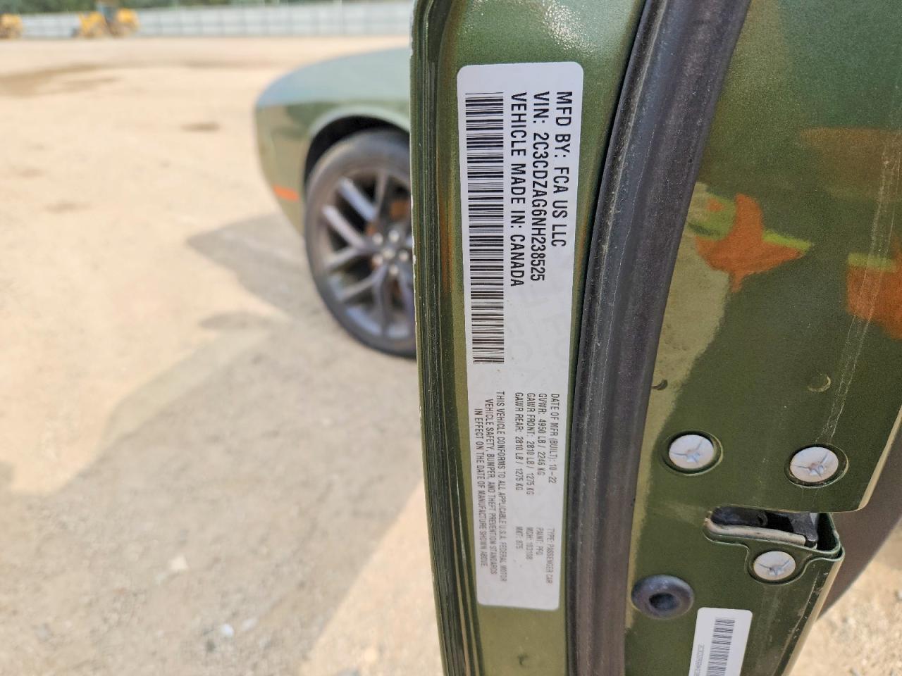2022 Dodge Challenger Sxt Green vin: 2C3CDZAG6NH238525
