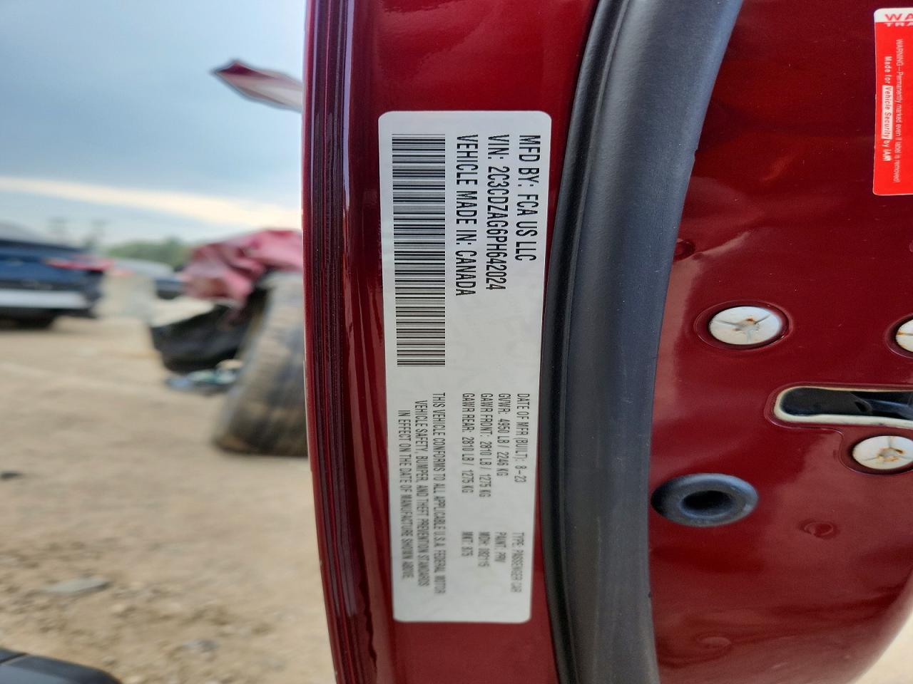 2023 Dodge Challenger Sxt Maroon vin: 2C3CDZAG6PH642024