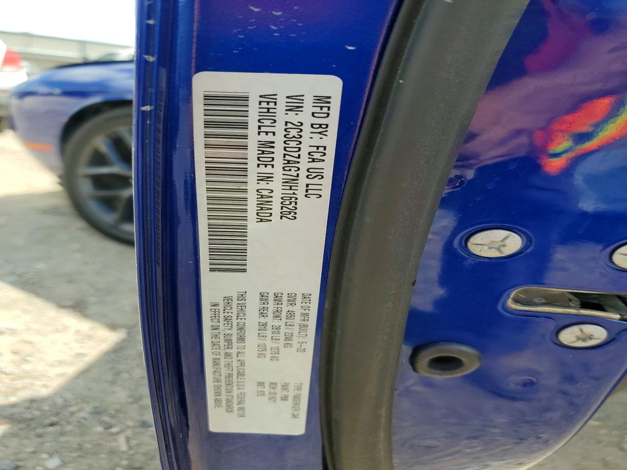2022 Dodge Challenger Sxt Blue vin: 2C3CDZAG7NH165262