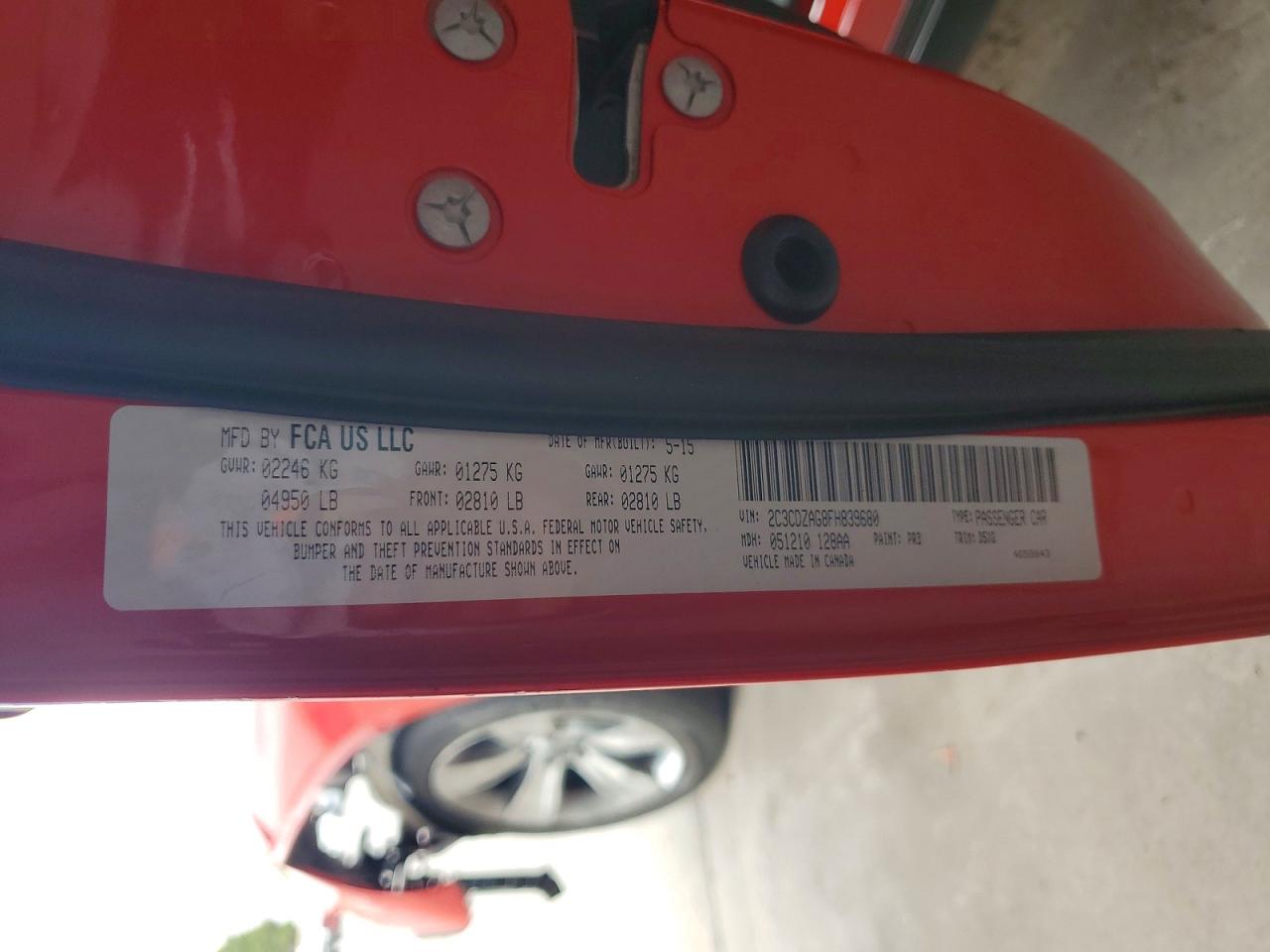 2015 Dodge Challenger Sxt Red vin: 2C3CDZAG8FH839680