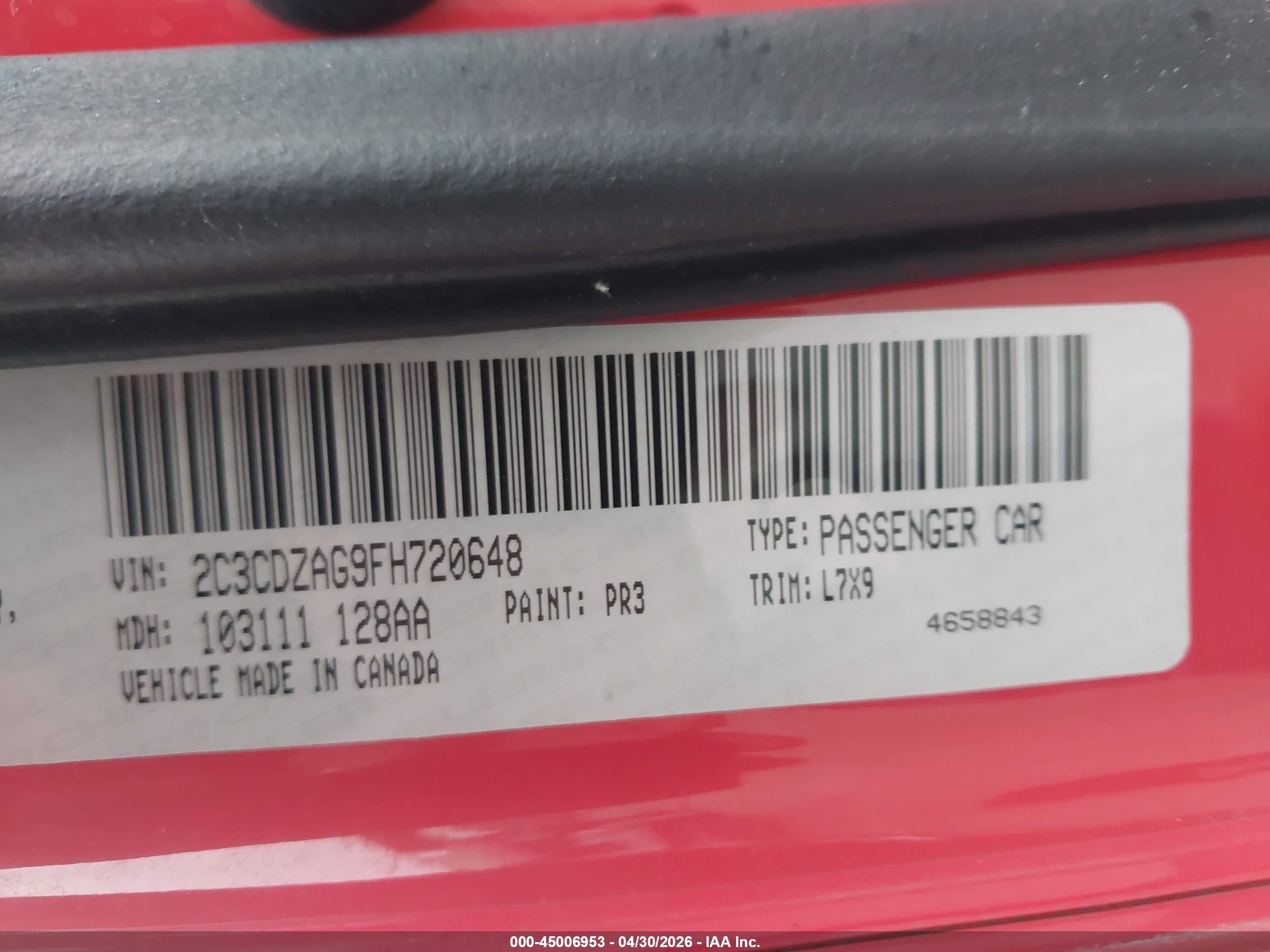 2015 Dodge Challenger Sxt Red vin: 2C3CDZAG9FH720648
