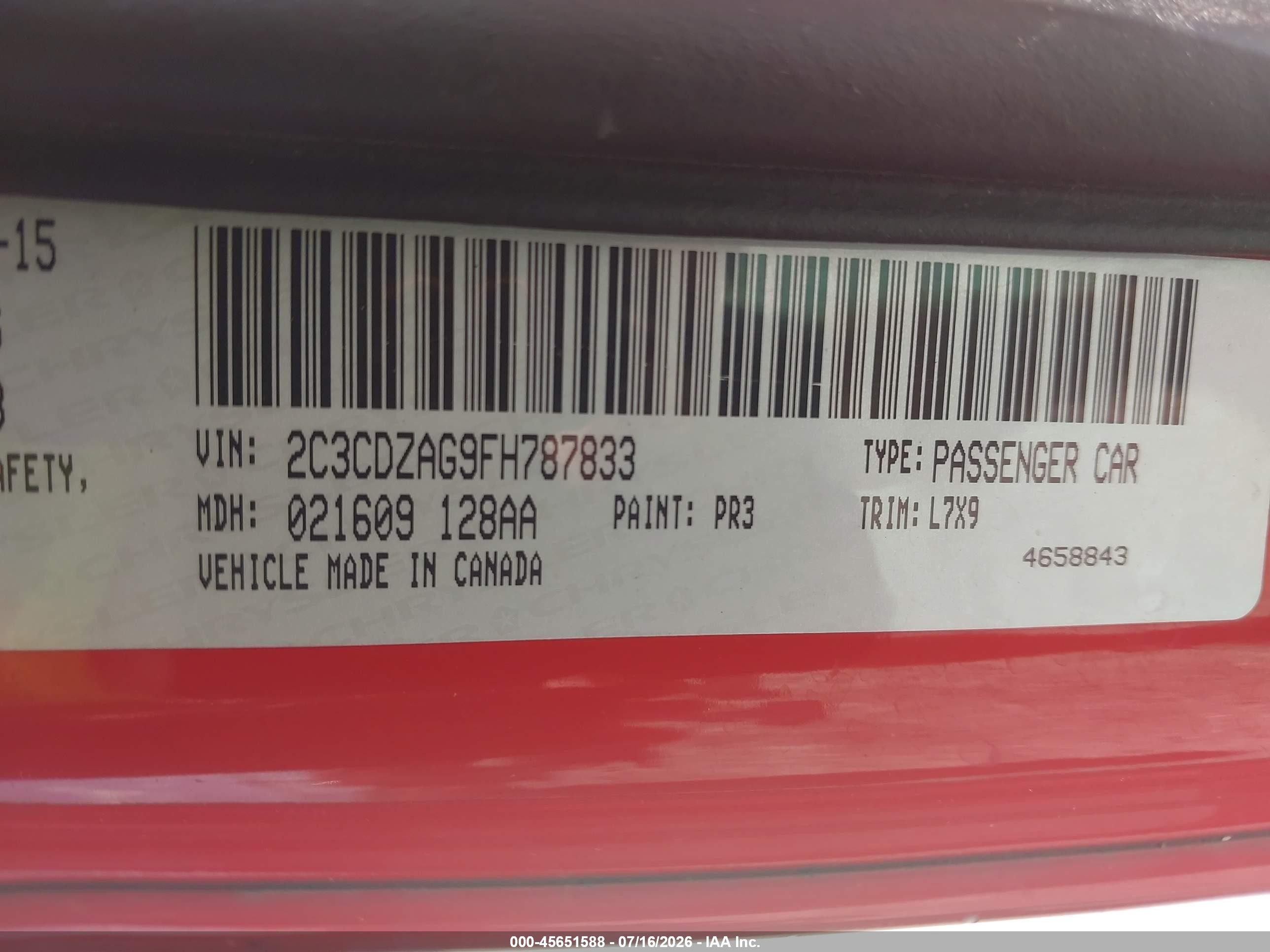 2015 Dodge Challenger Sxt Red vin: 2C3CDZAG9FH787833