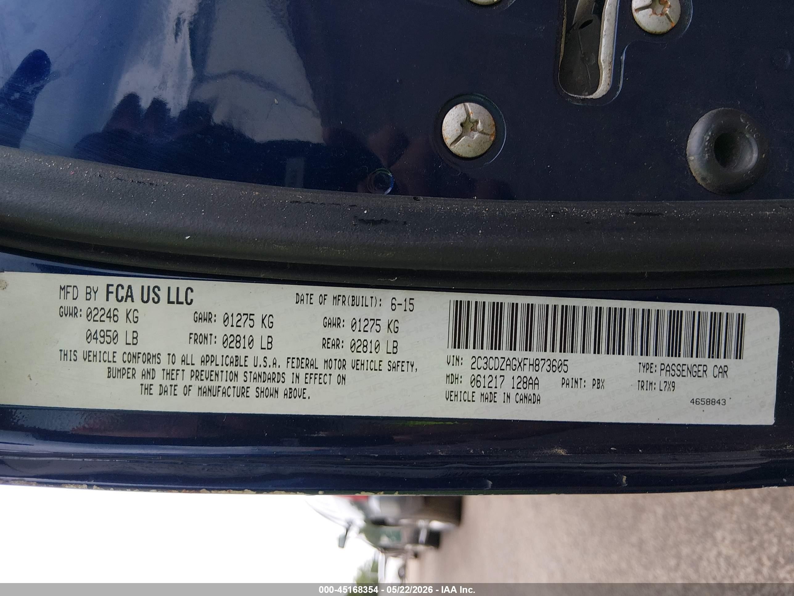 2015 Dodge Challenger Sxt Blue vin: 2C3CDZAGXFH873605