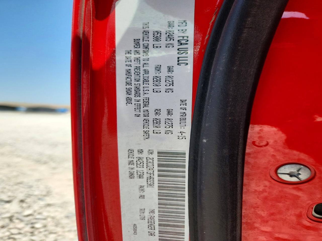 2015 Dodge Challenger Sxt Red vin: 2C3CDZAT3FH822301