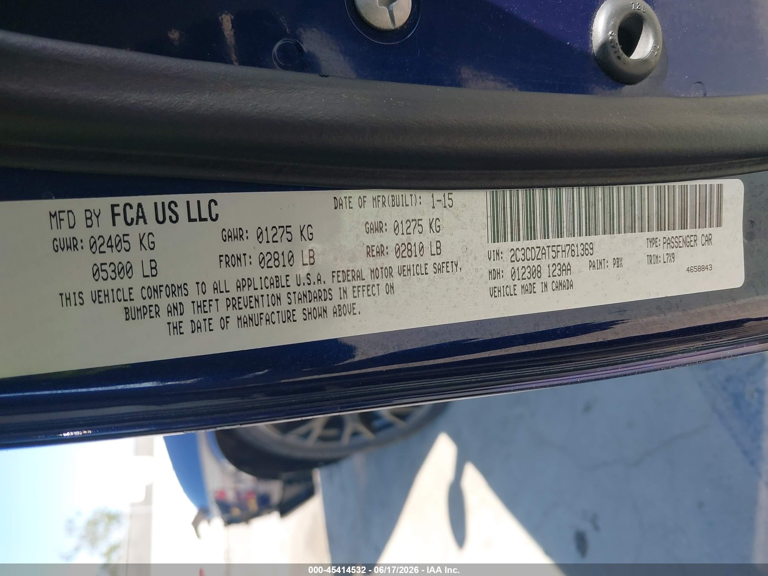 2015 Dodge Challenger R/t Blue vin: 2C3CDZAT5FH761369