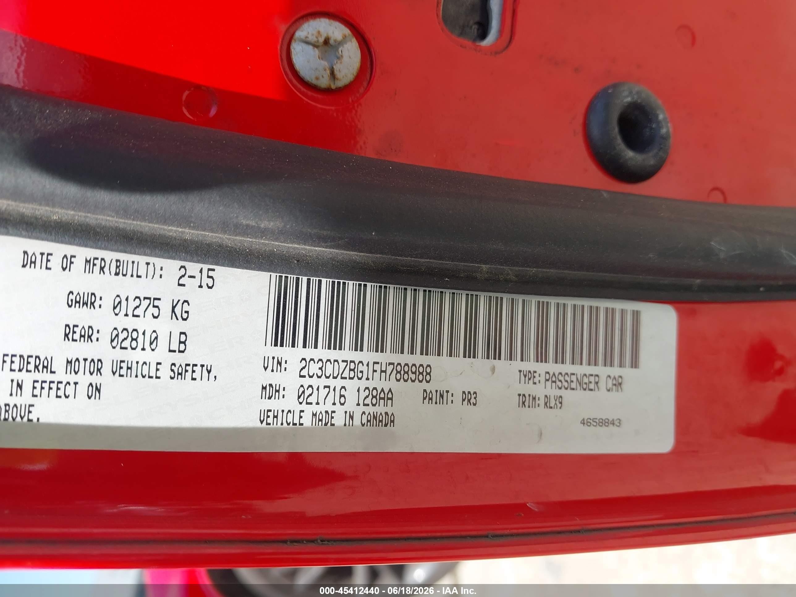 2015 Dodge Challenger Sxt Plus Red vin: 2C3CDZBG1FH788988