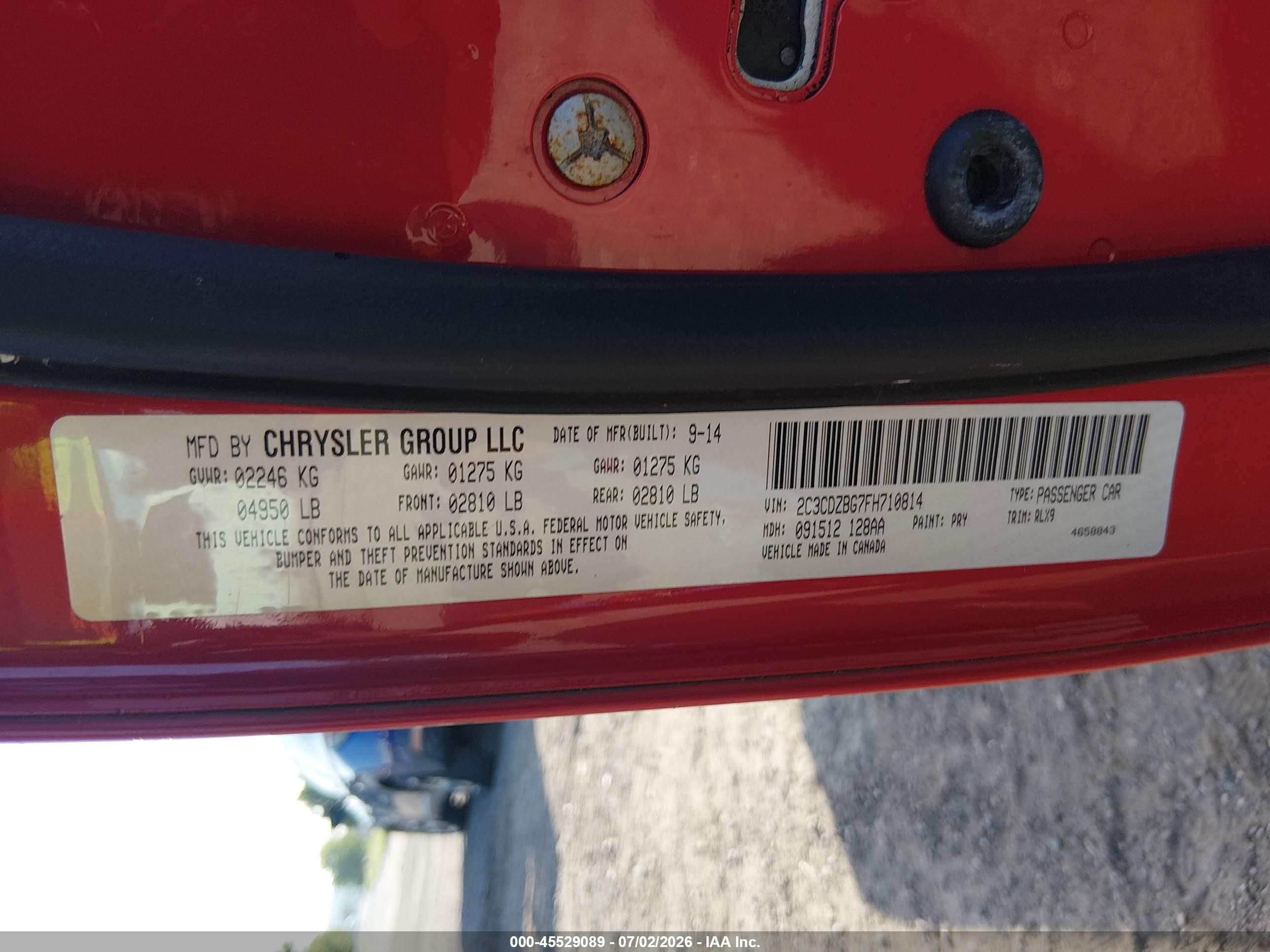 2015 Dodge Challenger Sxt Plus Red vin: 2C3CDZBG7FH710814