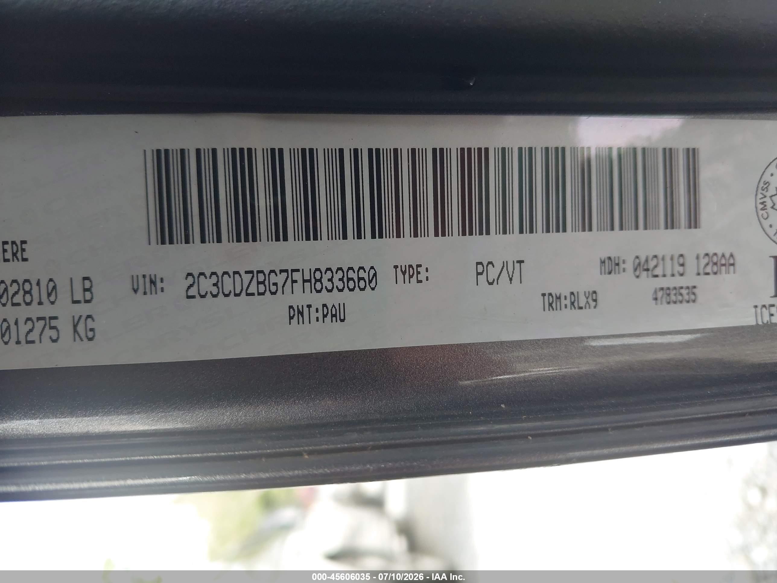 2015 Dodge Challenger Sxt Plus Or R/t Gray vin: 2C3CDZBG7FH833660