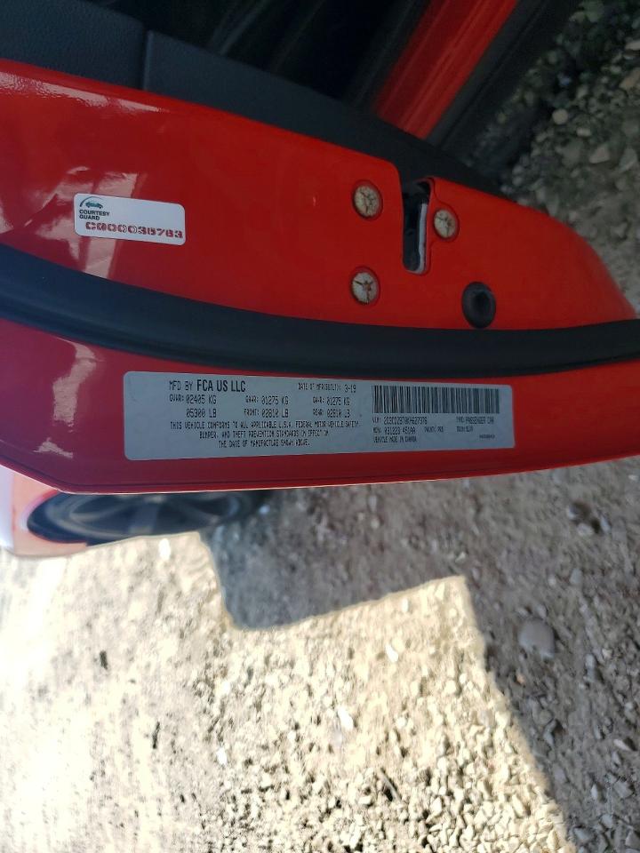 2019 Dodge Challenger R/t Red vin: 2C3CDZBT0KH627376