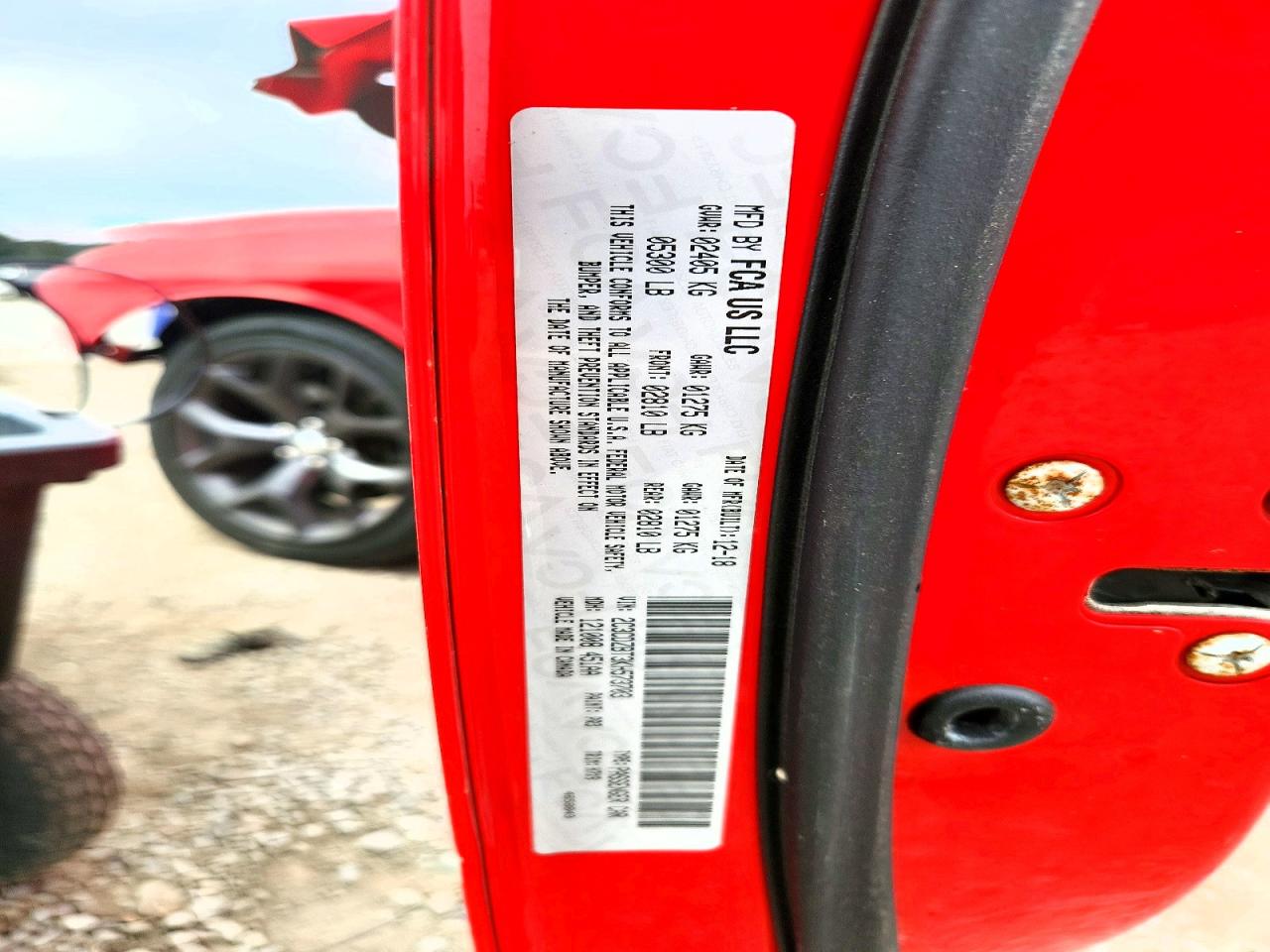 2019 Dodge Challenger R Red vin: 2C3CDZBT3KH573703