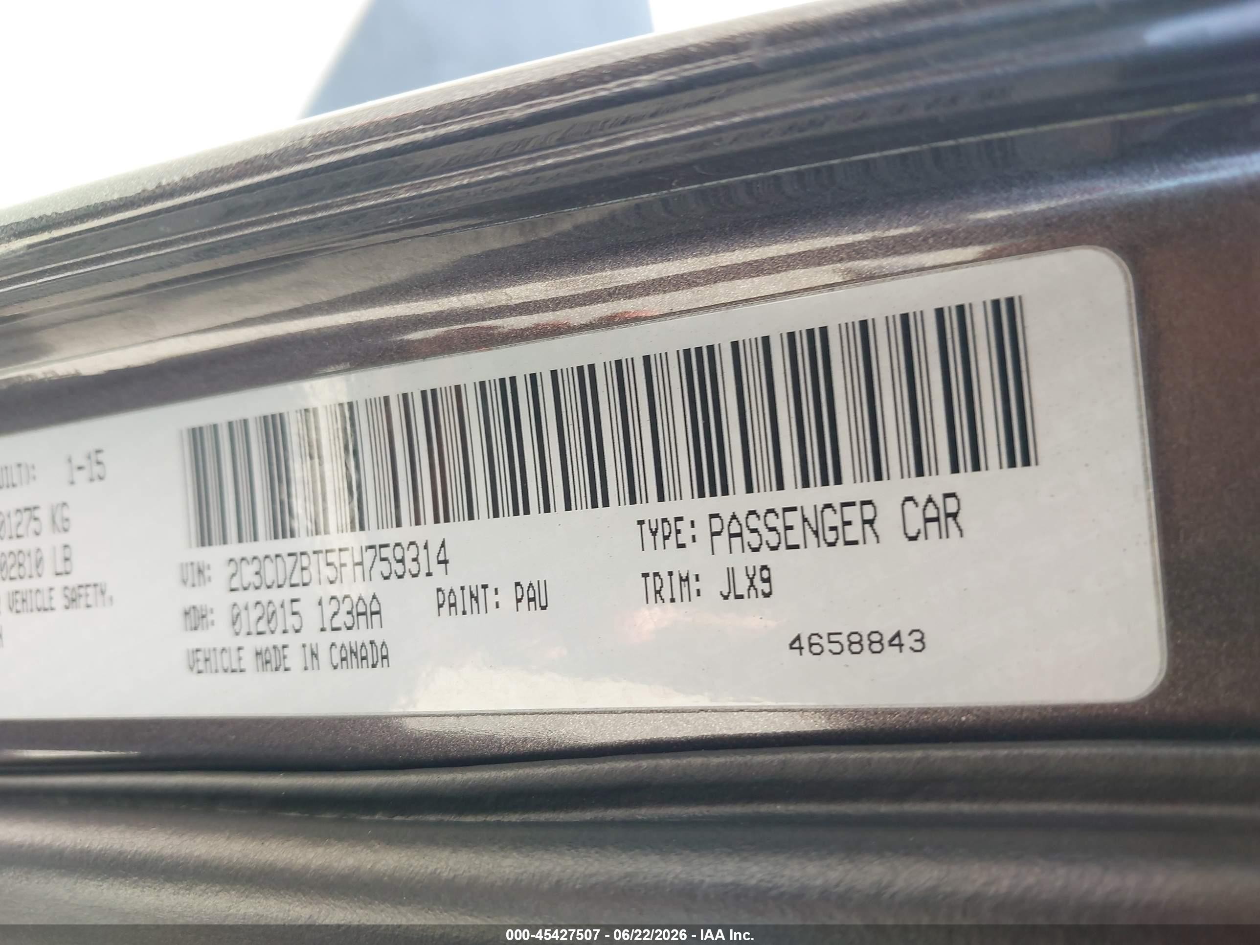 2015 Dodge Challenger R/t Plus Gray vin: 2C3CDZBT5FH759314