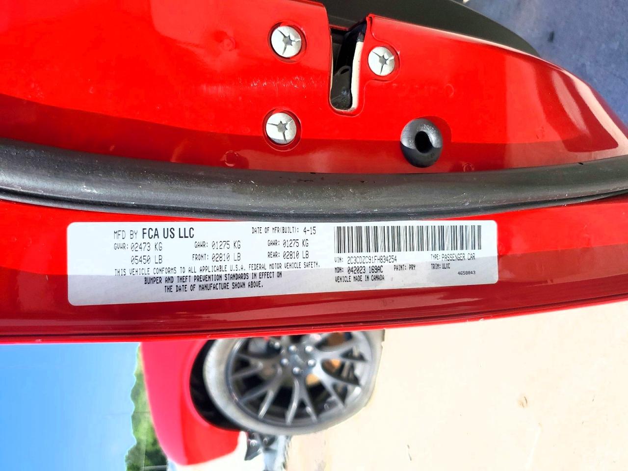 2015 Dodge Challenger Srt Hellcat Red vin: 2C3CDZC91FH834254