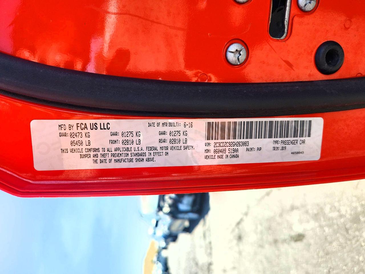 2016 Dodge Challenger Srt Hellcat Orange vin: 2C3CDZC92GH263083