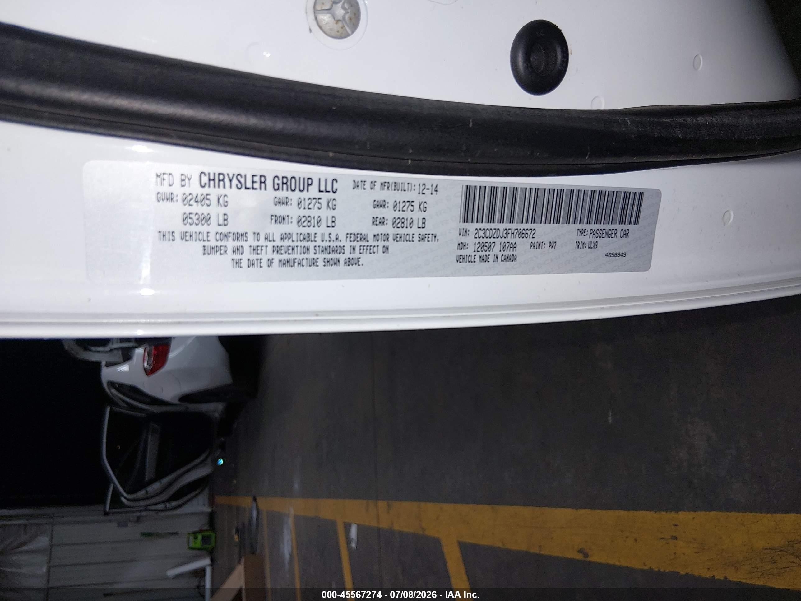 2015 Dodge Challenger Srt 392 White vin: 2C3CDZDJ3FH706672