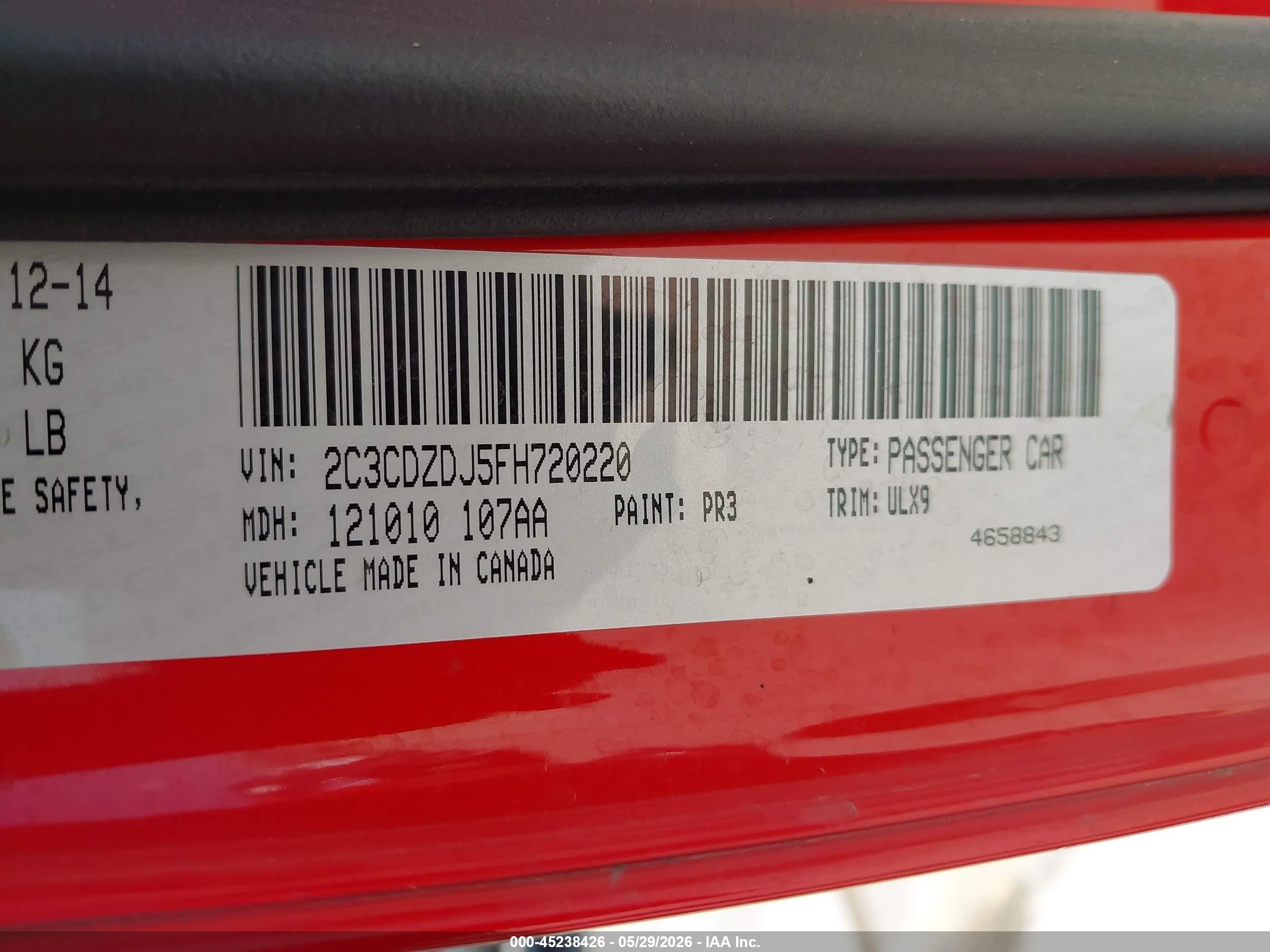 2015 Dodge Challenger Srt 392 Red vin: 2C3CDZDJ5FH720220