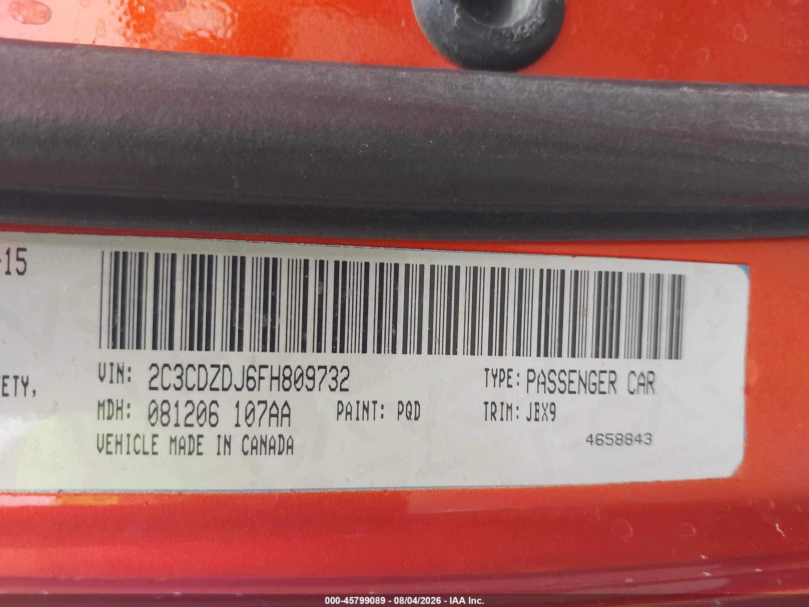 2015 Dodge Challenger Srt 392 Оранжевый vin: 2C3CDZDJ6FH809732