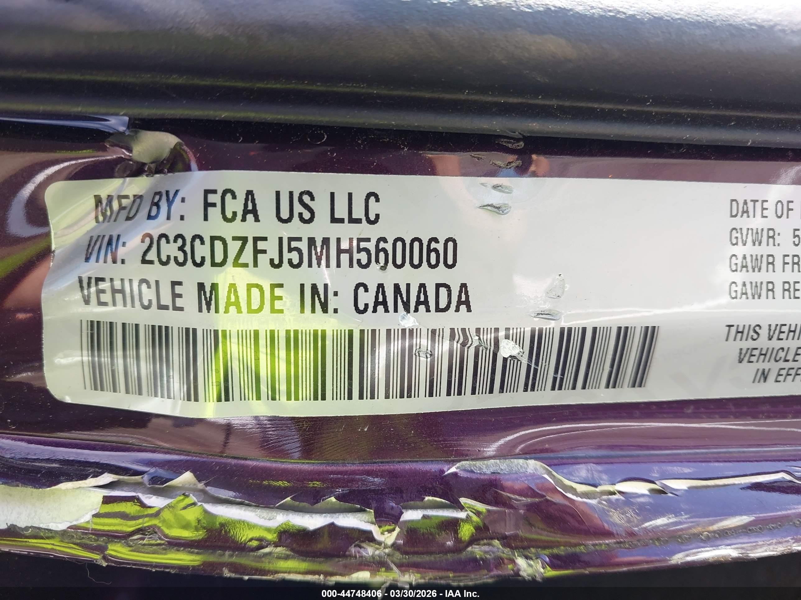 2021 Dodge Challenger R/t Scat Pack Widebody Purple vin: 2C3CDZFJ5MH560060