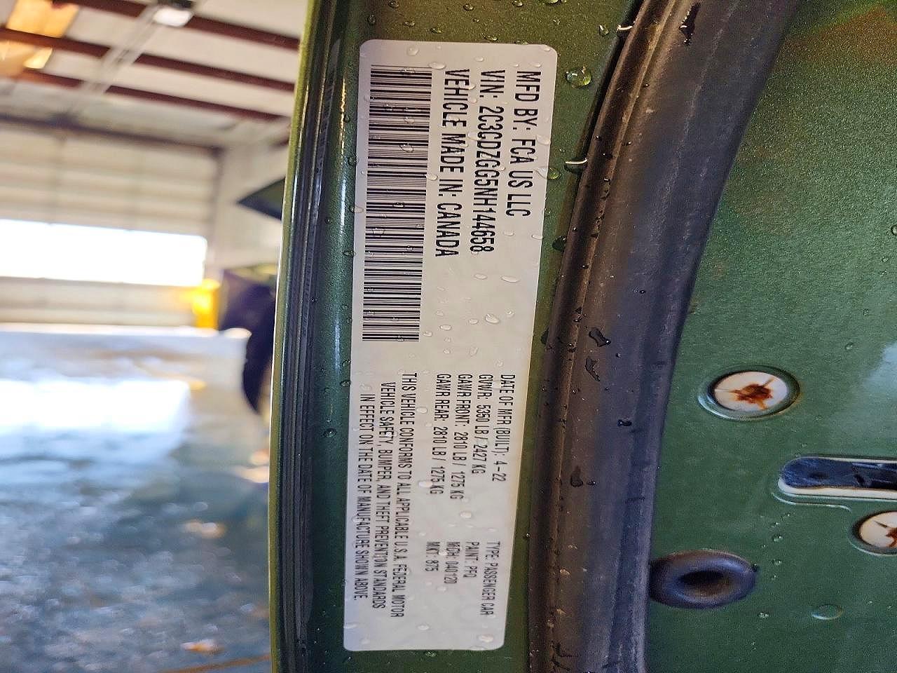 2022 Dodge Challenger Srt 392 Green vin: 2C3CDZGG5NH144658