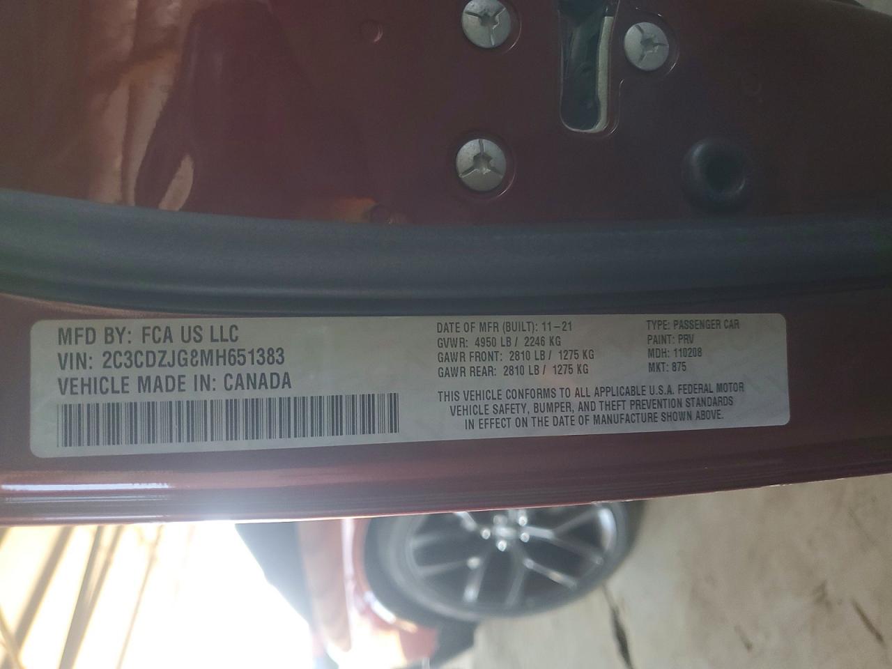 2021 Dodge Challenger Gt Red vin: 2C3CDZJG8MH651383