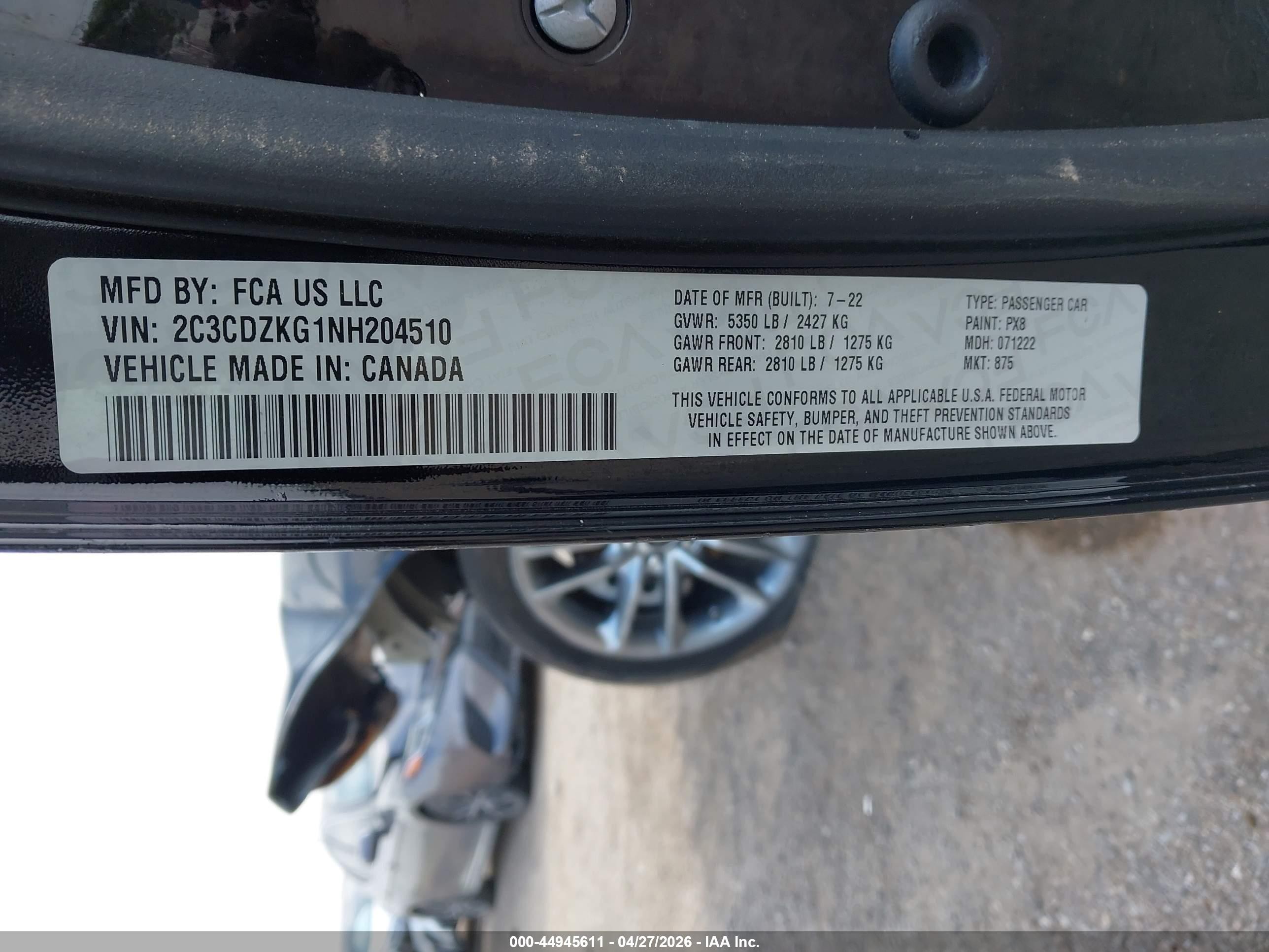 2022 Dodge Challenger Gt Awd Black vin: 2C3CDZKG1NH204510