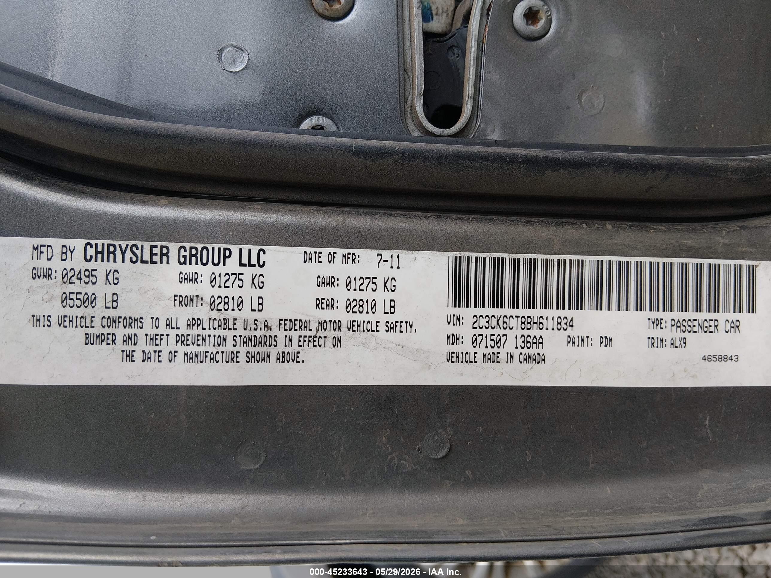 2011 Chrysler 300c Awd Gray vin: 2C3CK6CT8BH611834