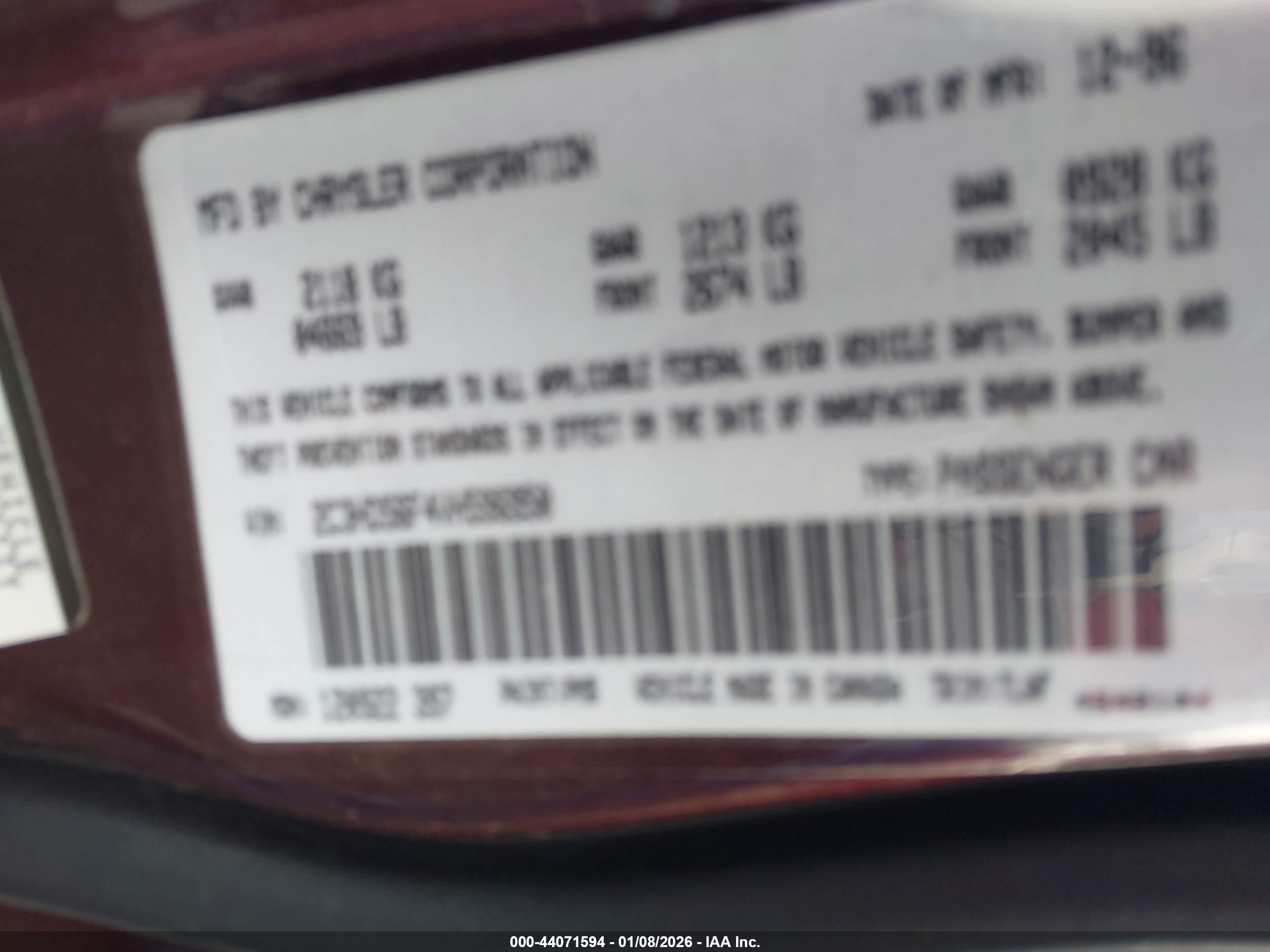 1997 Chrysler Concorde Lx Burgundy vin: 2C3HD56F4VH596950