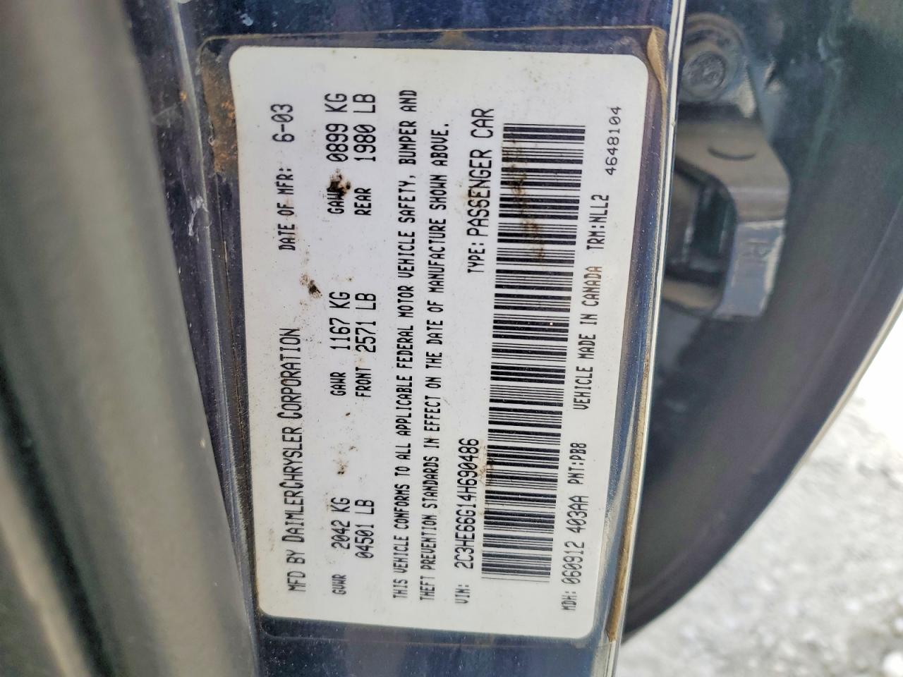 2004 Chrysler 300m Blue vin: 2C3HE66G14H690486