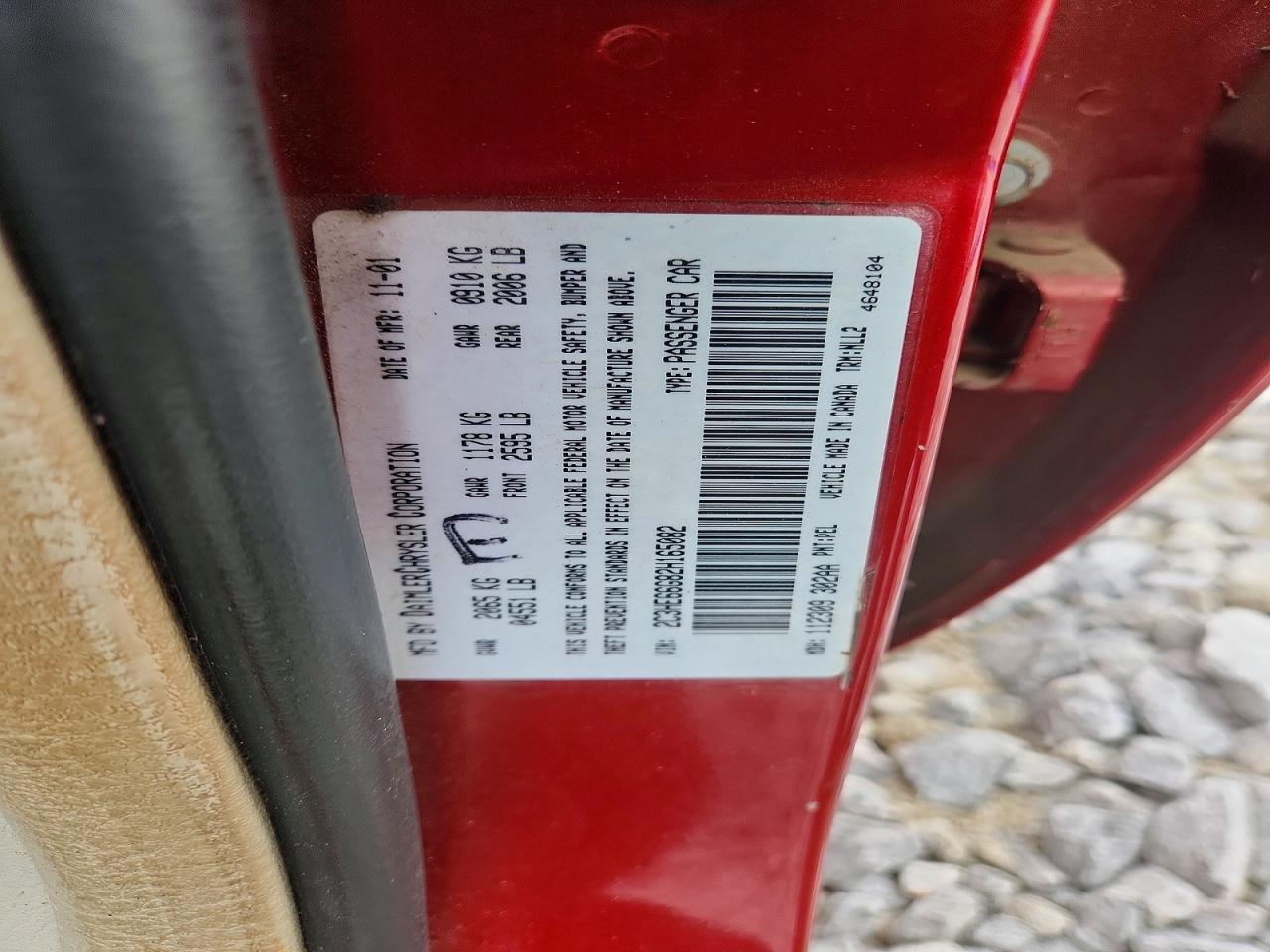 2002 Chrysler 300m Темно-бордовый vin: 2C3HE66G82H165082