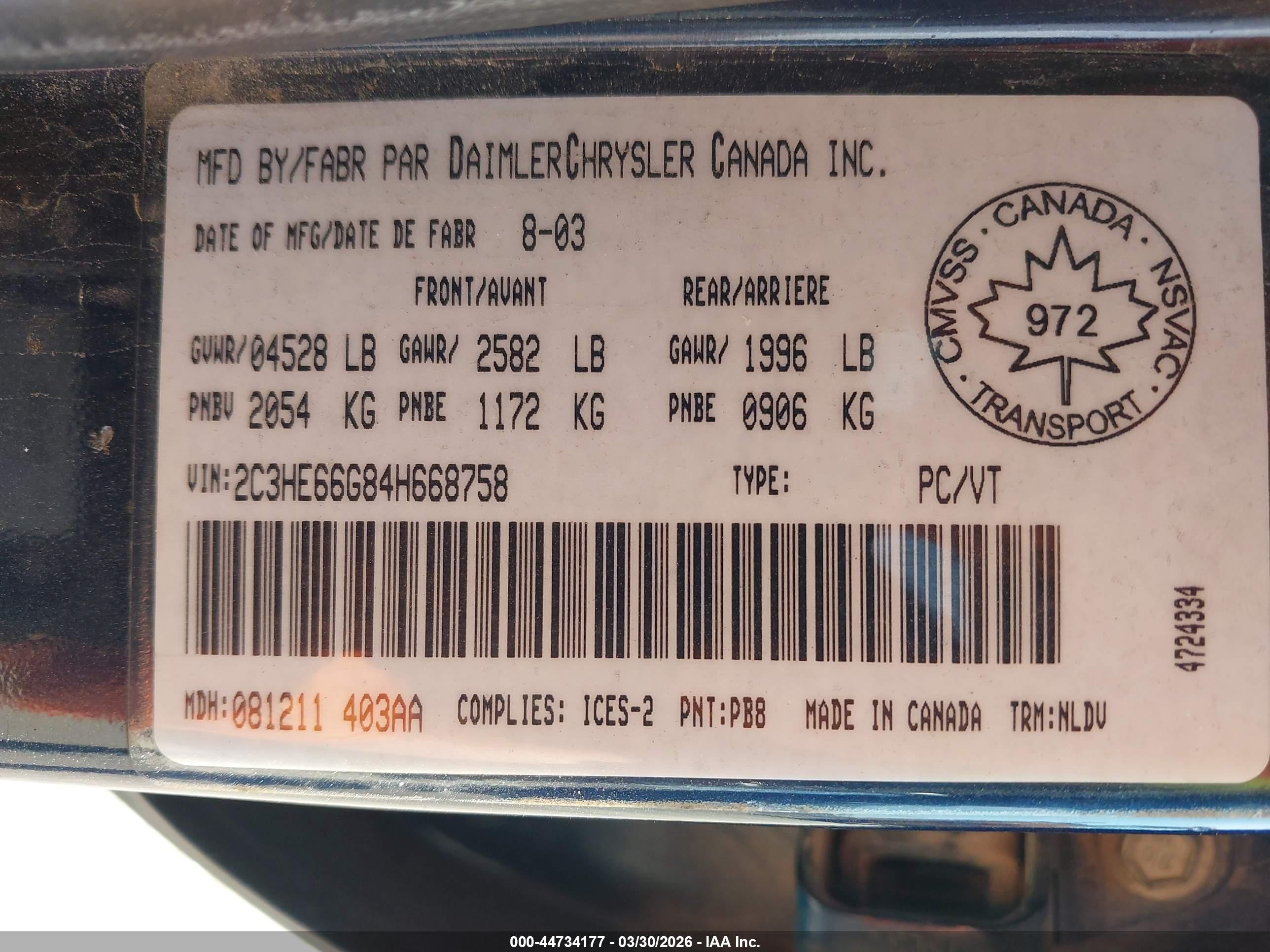 2004 Chrysler 300m   Dark Blue vin: 2C3HE66G84H668758