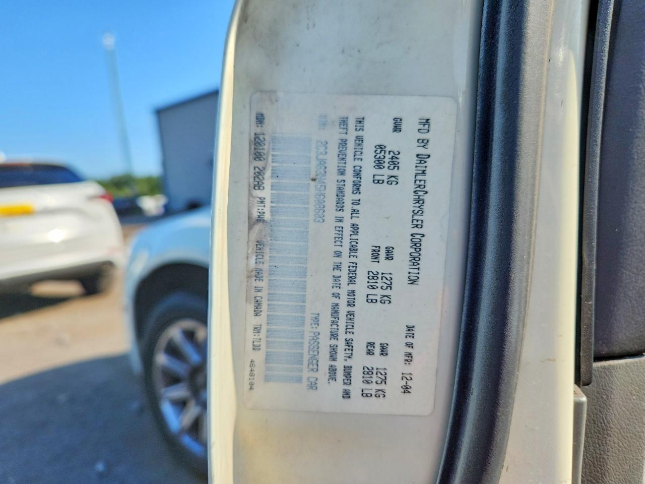 2005 Chrysler 300c White vin: 2C3JA63H45H608603