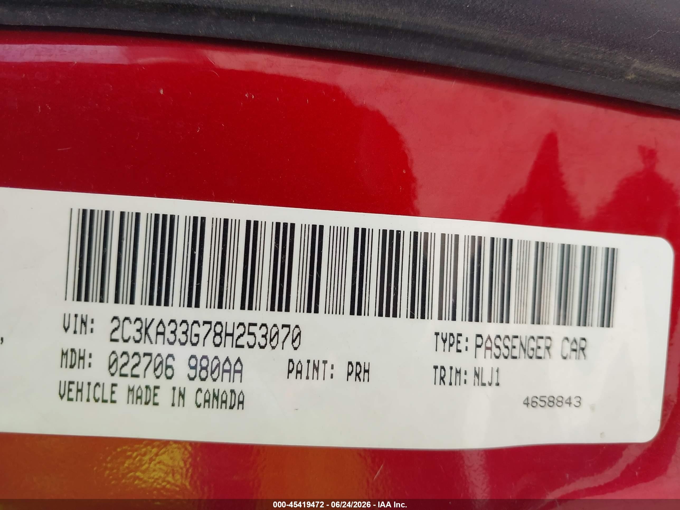2008 Chrysler 300 Limited Red vin: 2C3KA33G78H253070