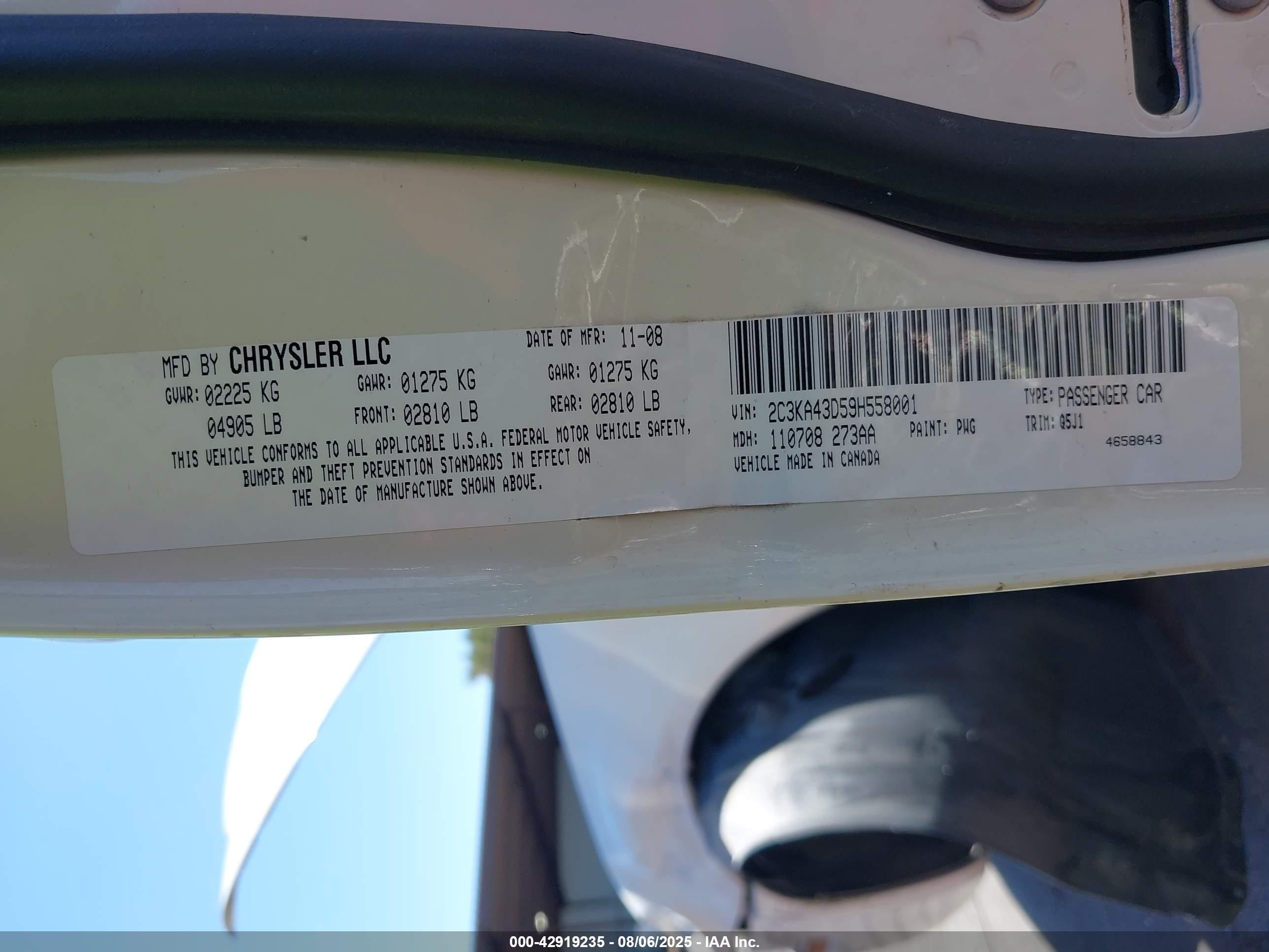 2009 Chrysler 300 Lx Cream vin: 2C3KA43D59H558001