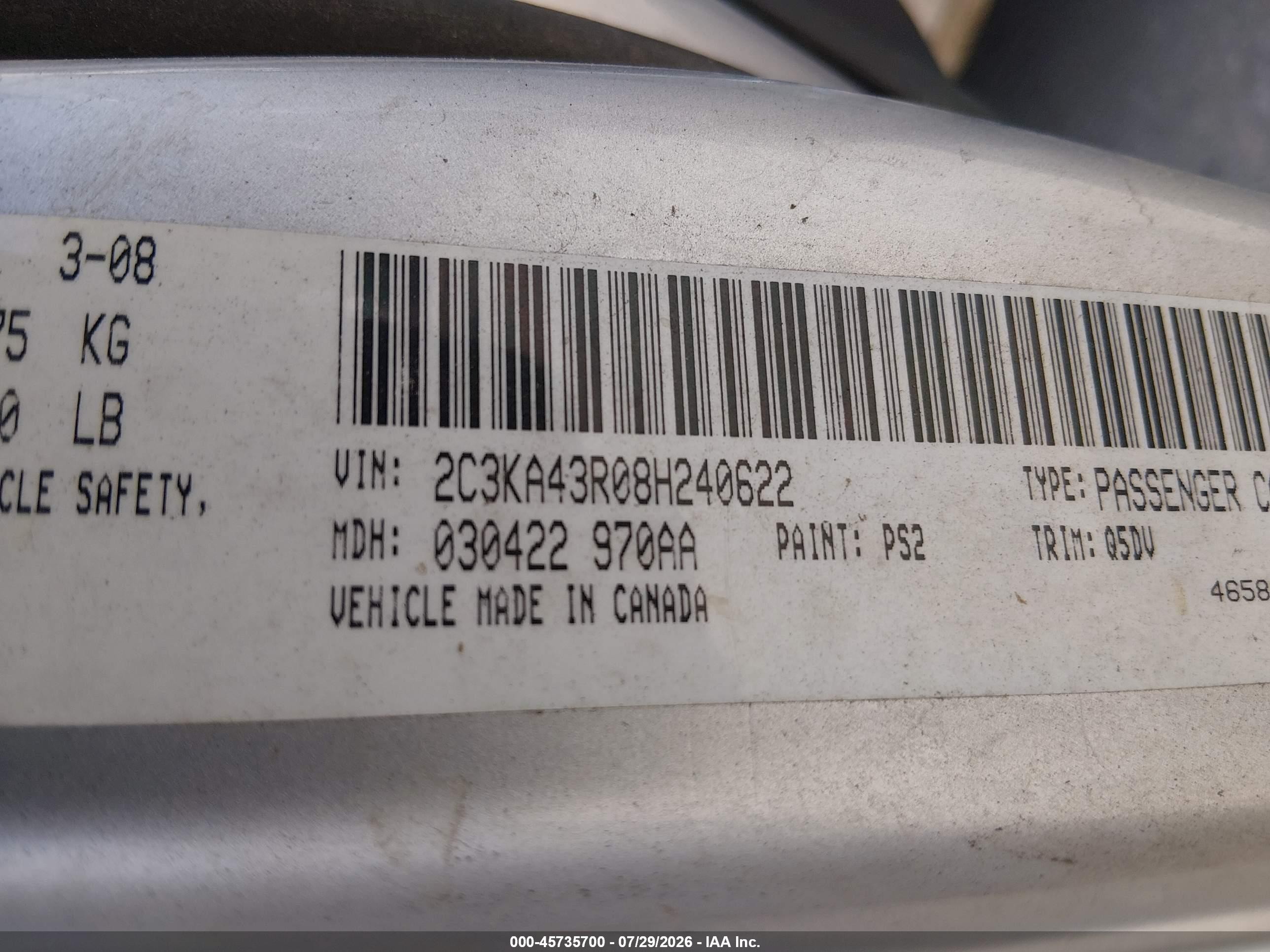 2008 Chrysler 300 Lx Silver vin: 2C3KA43R08H240622